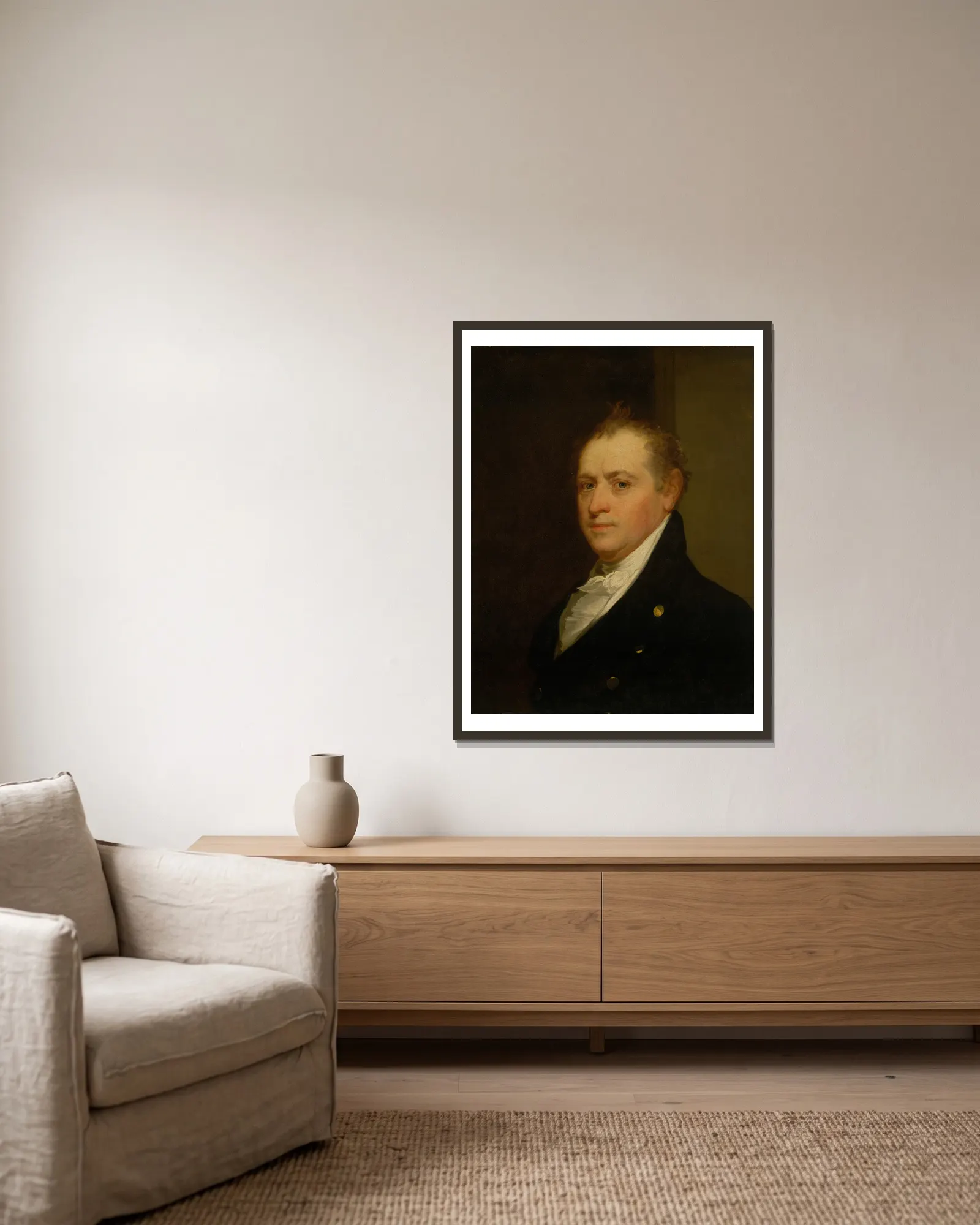 Oliver Wolcott, Jr. av John Vanderlyn inramad på en vägg