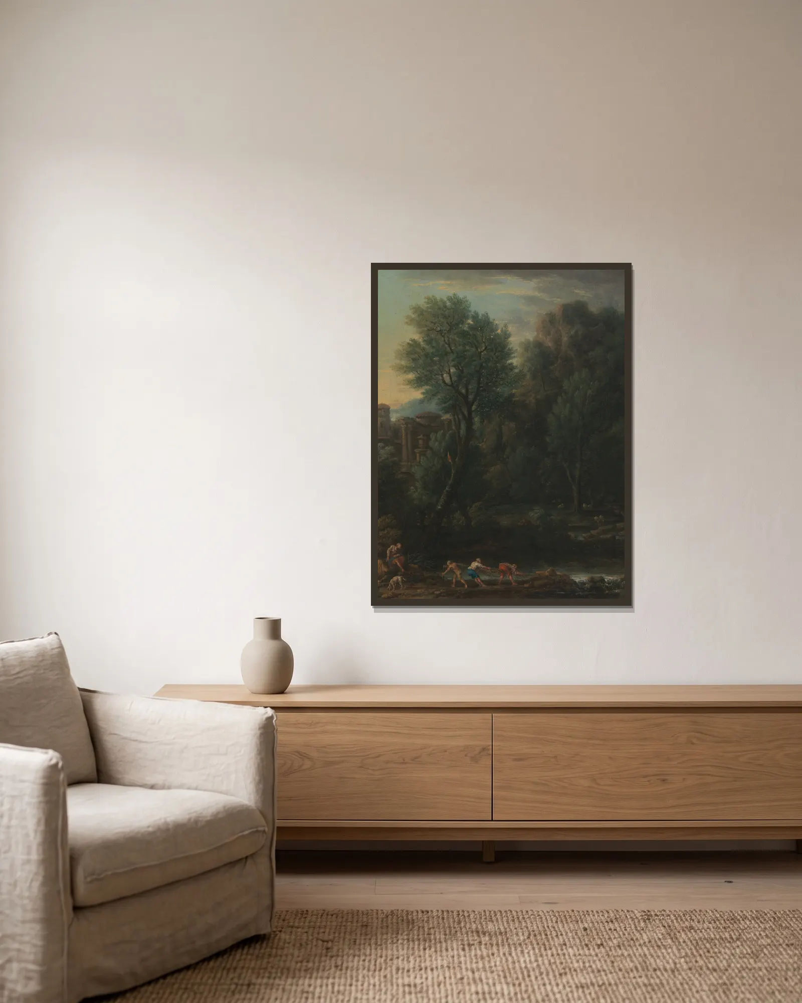 Classical Landscape av John Wootton inramad på en vägg