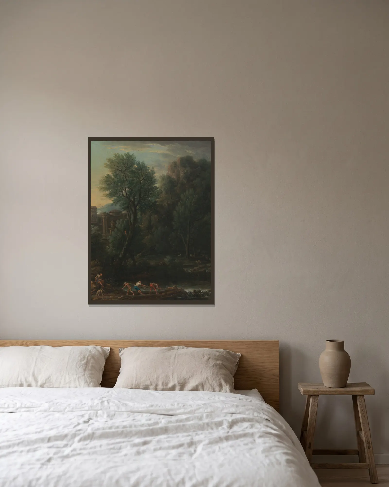 Classical Landscape av John Wootton inramad på en vägg