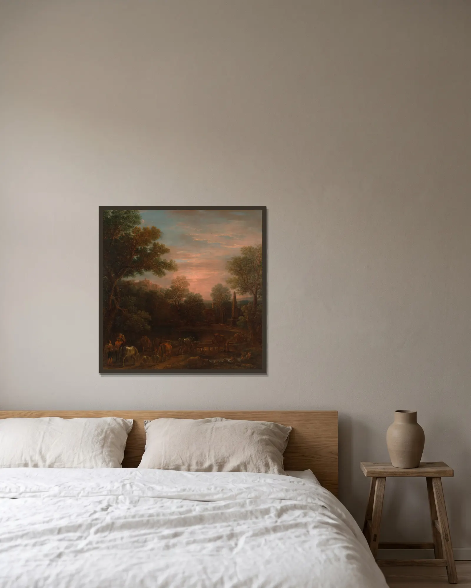 Classical Landscape: Evening av John Wootton inramad på en vägg