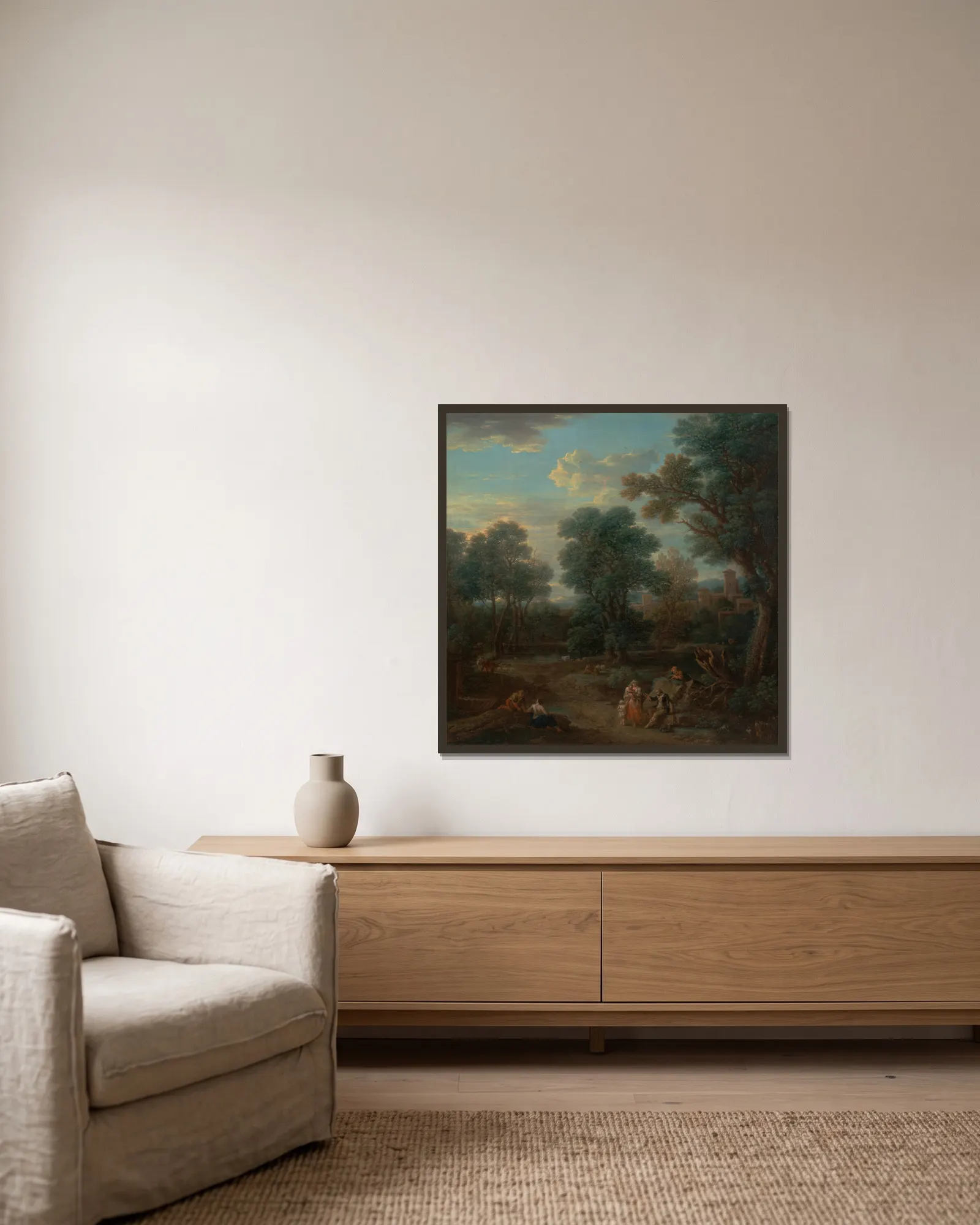 Classical landscape: morning av John Wootton inramad på en vägg