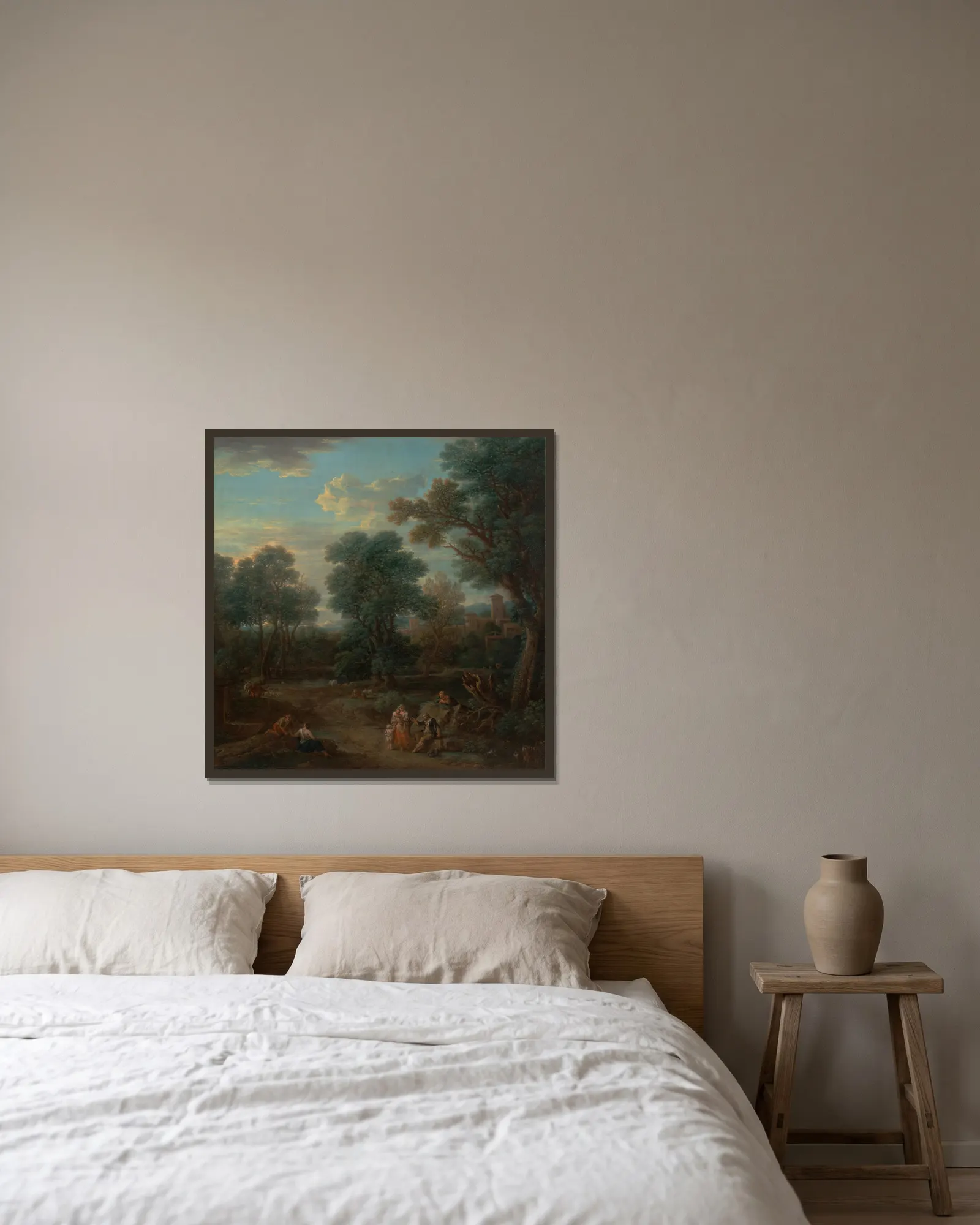 Classical landscape: morning av John Wootton inramad på en vägg