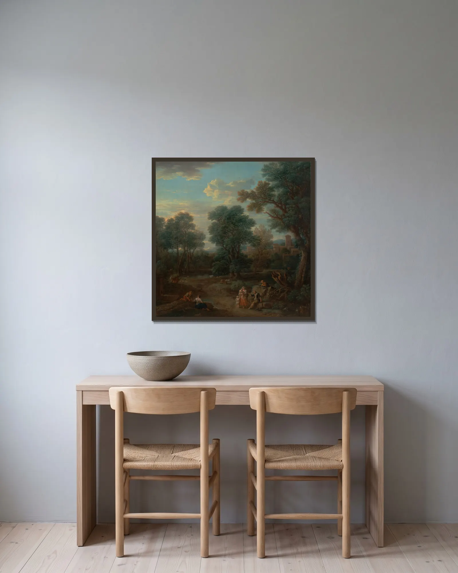 Classical landscape: morning av John Wootton inramad på en vägg