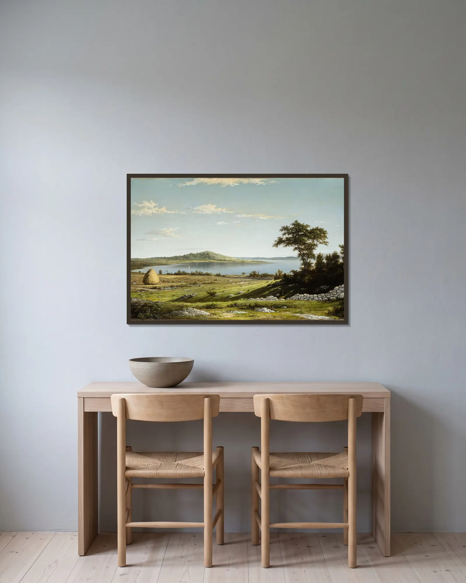 Rhode Island Shore av Martin Johnson Heade inramad på en vägg