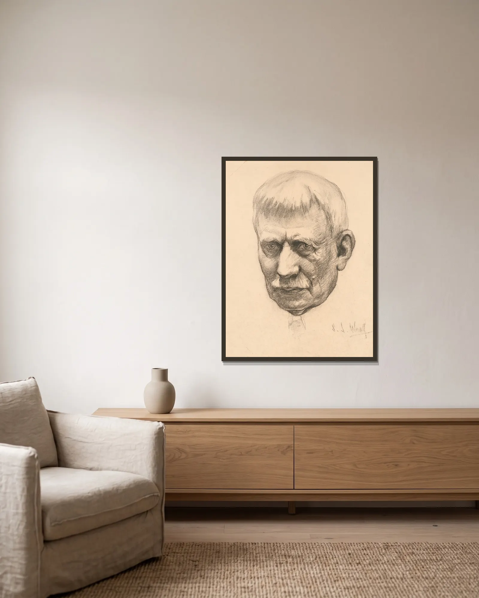 Elihu Root av Samuel Johnson Woolf inramad på en vägg