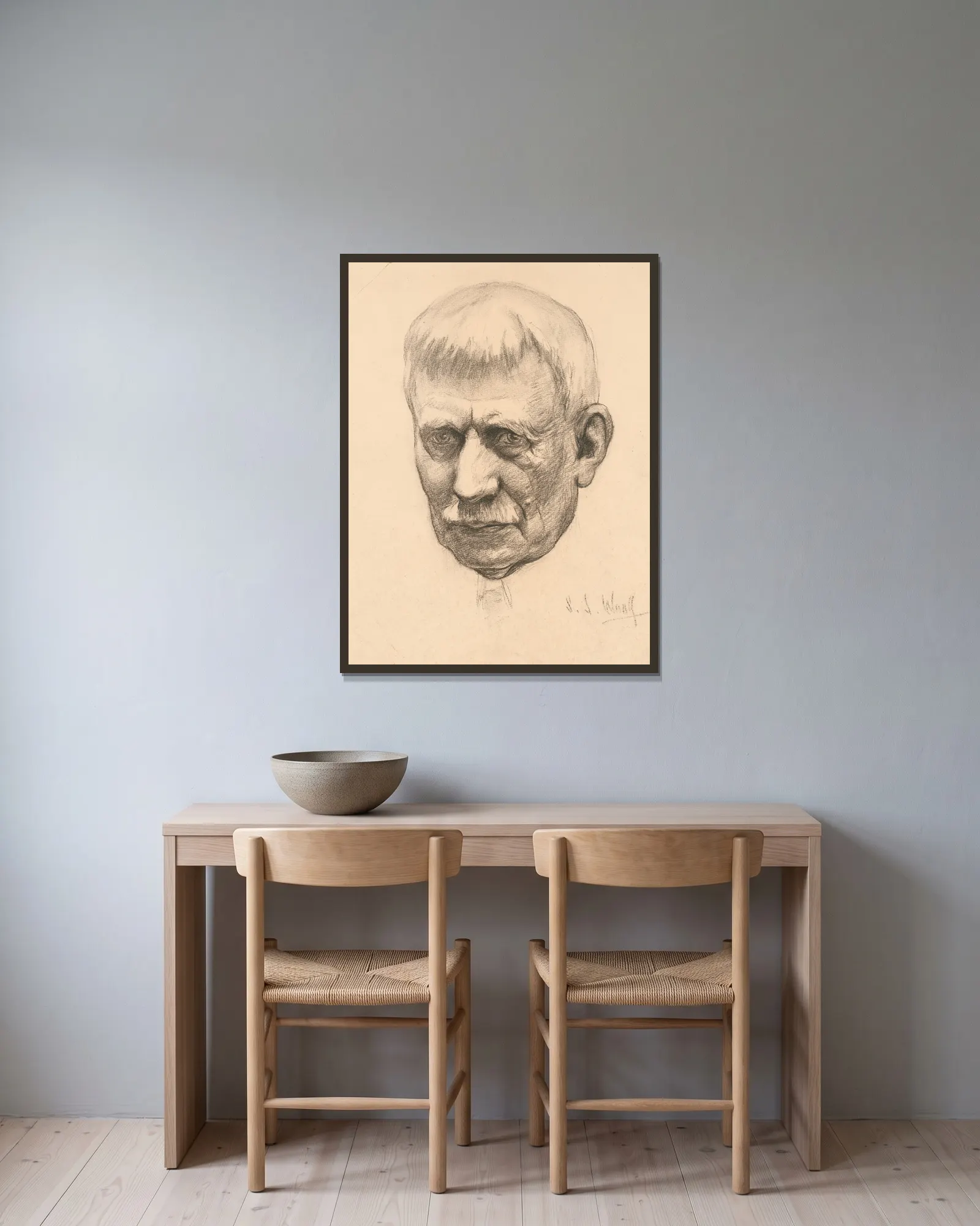 Elihu Root av Samuel Johnson Woolf inramad på en vägg