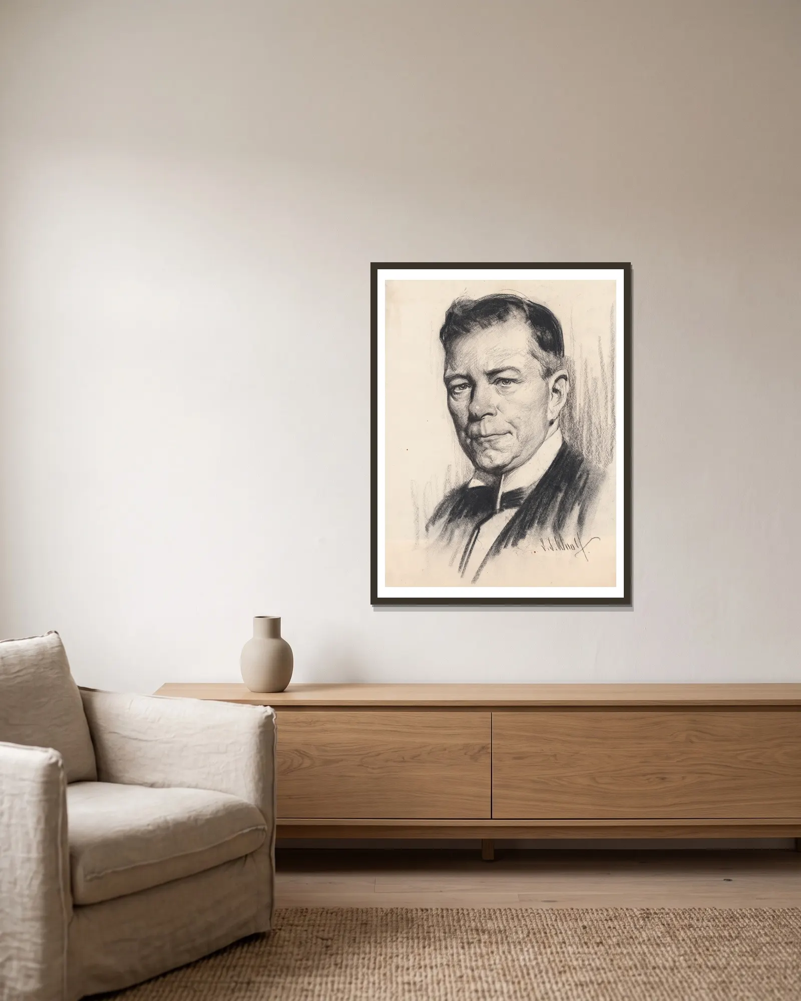 Myron Charles Taylor av Samuel Johnson Woolf inramad på en vägg