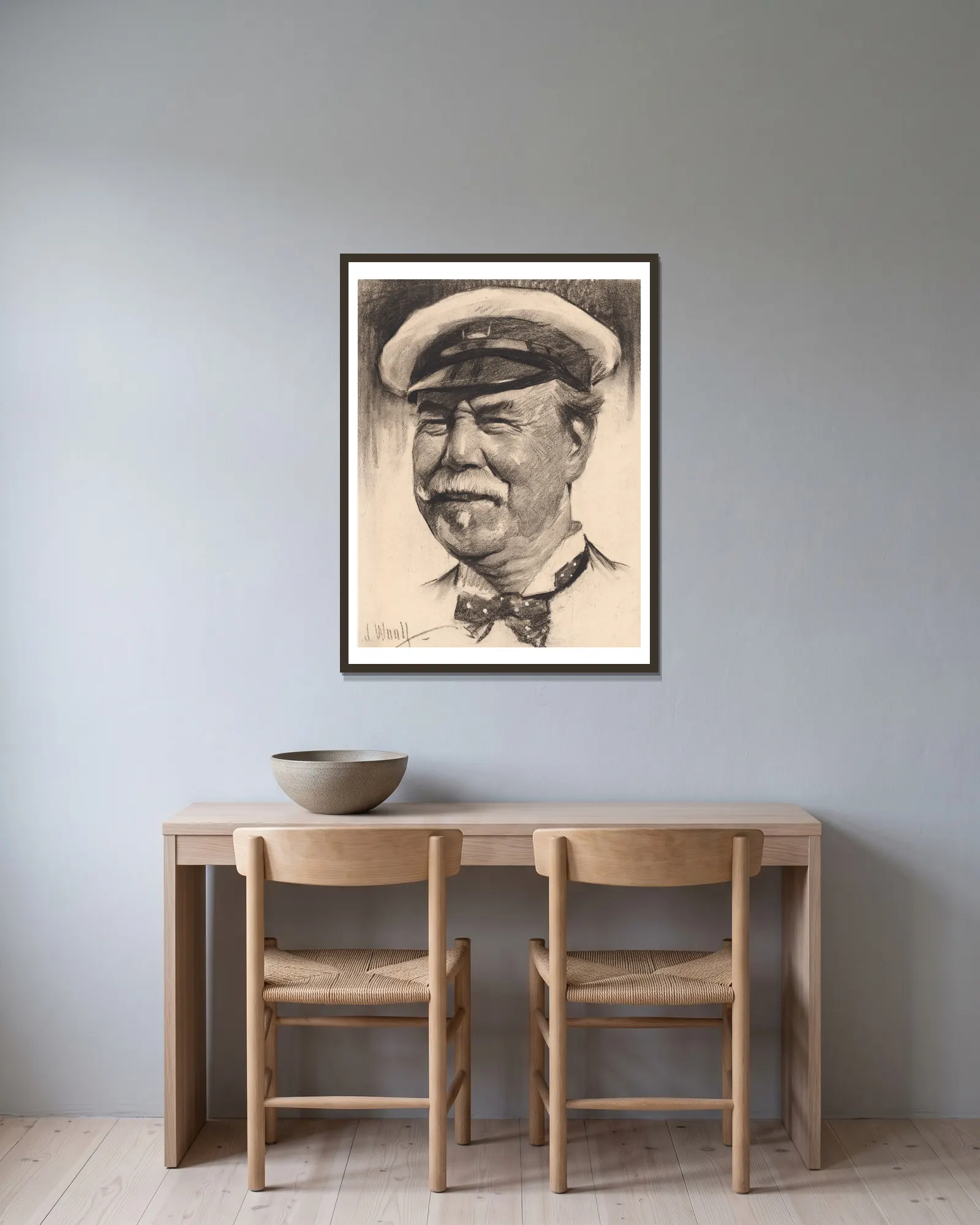 Sir Thomas Lipton av Samuel Johnson Woolf inramad på en vägg