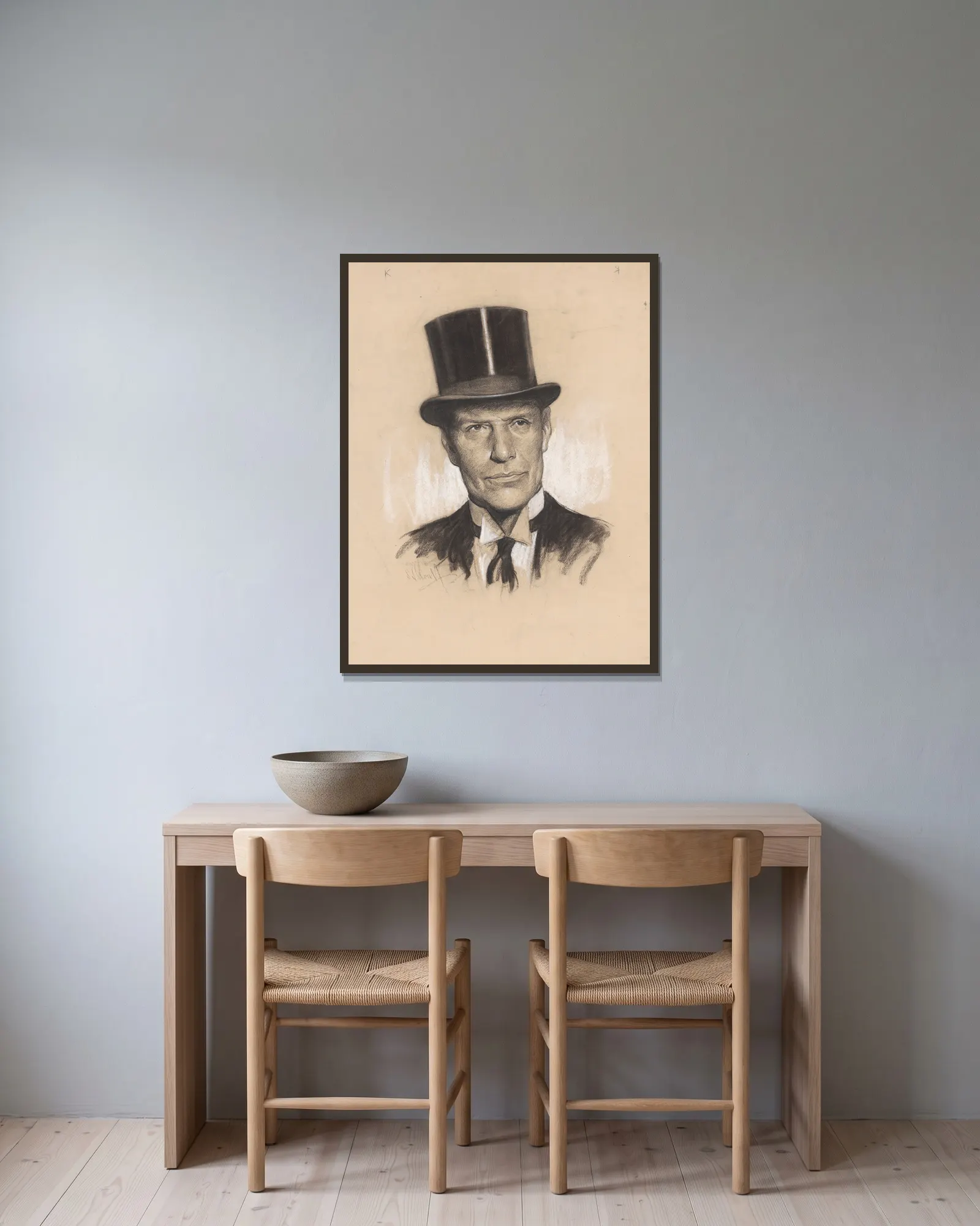 William Phillips av Samuel Johnson Woolf inramad på en vägg