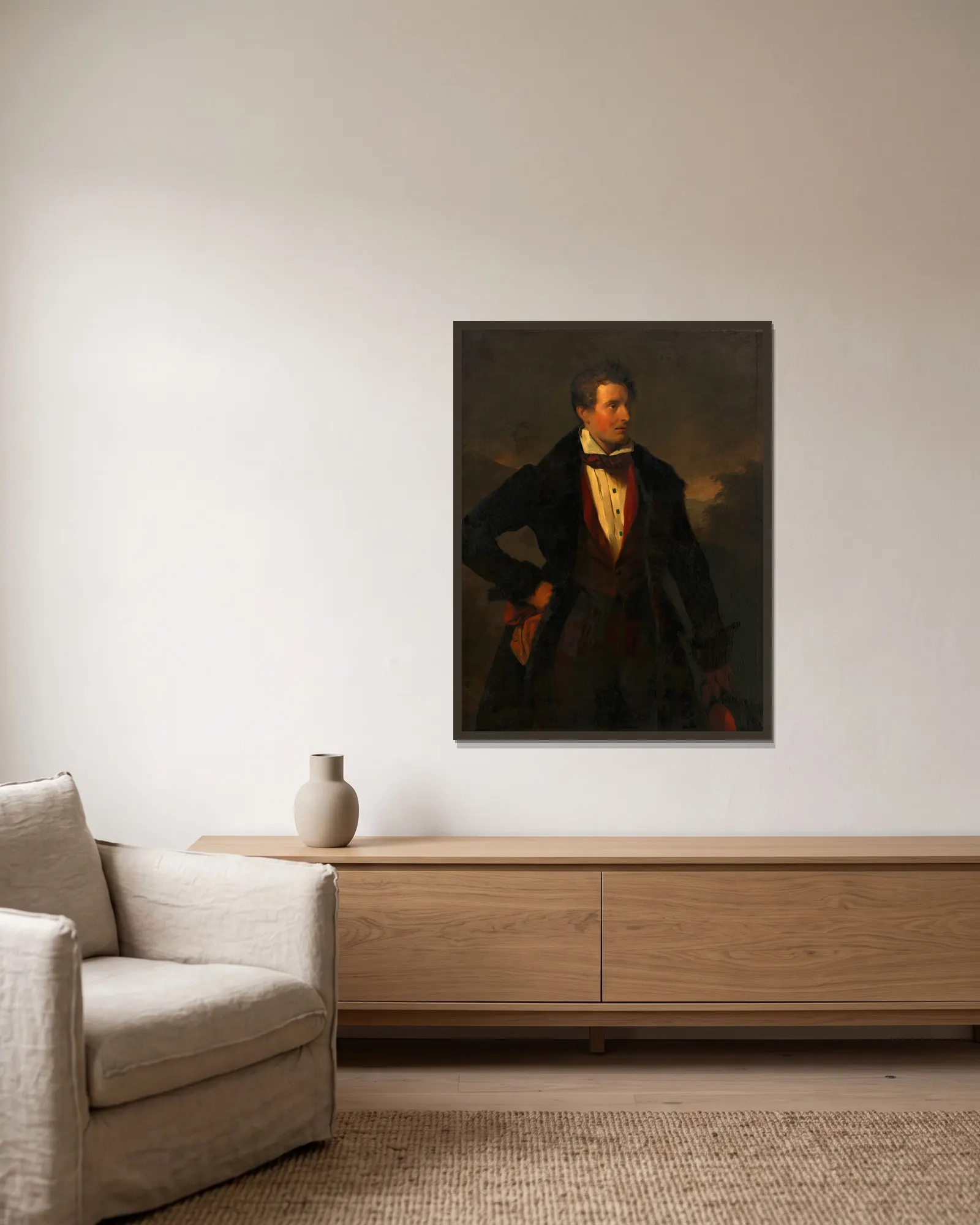 Franz Danhauser (der jüngere Bruder des Künstlers) av Josef Danhauser inramad på en vägg