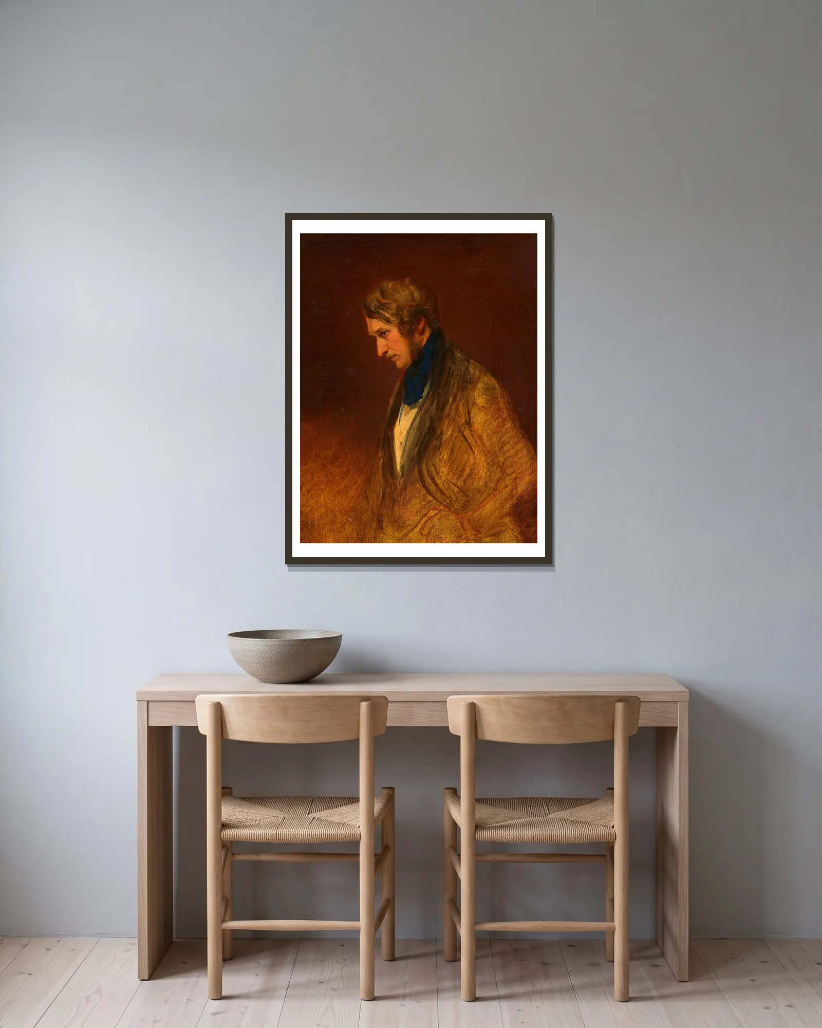 Selbstbildnis Josef Danhauser av Josef Danhauser inramad på en vägg