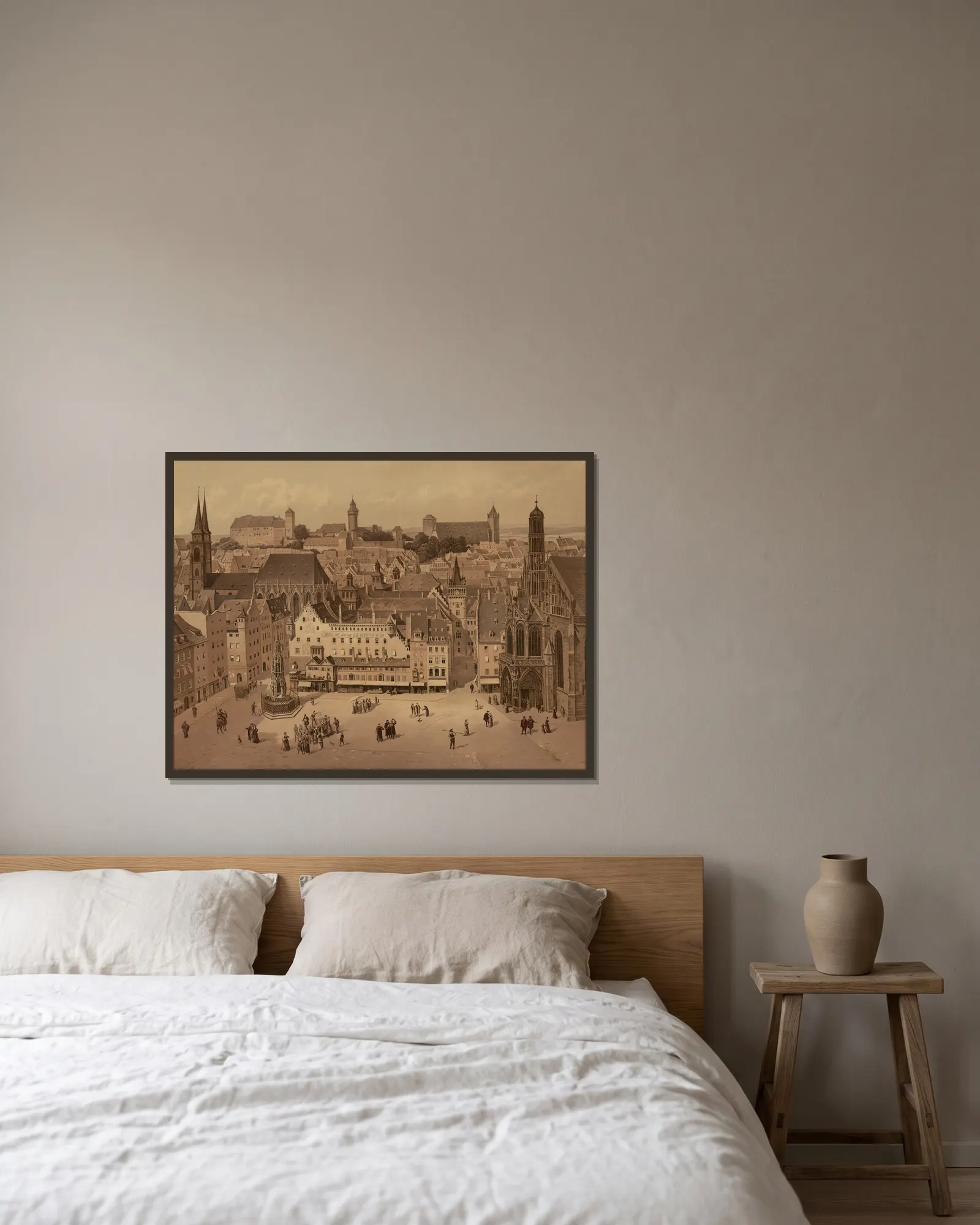 Nuremberg av Josef Langl inramad på en vägg