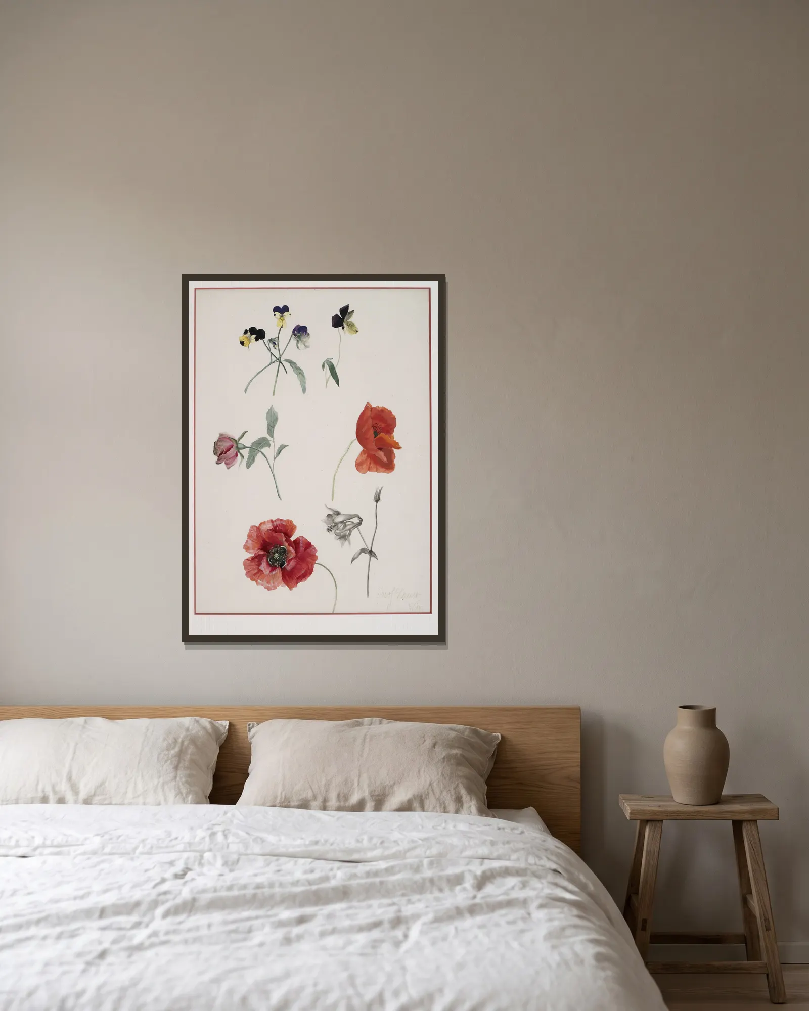 Blumen av Josef Lauer inramad på en vägg