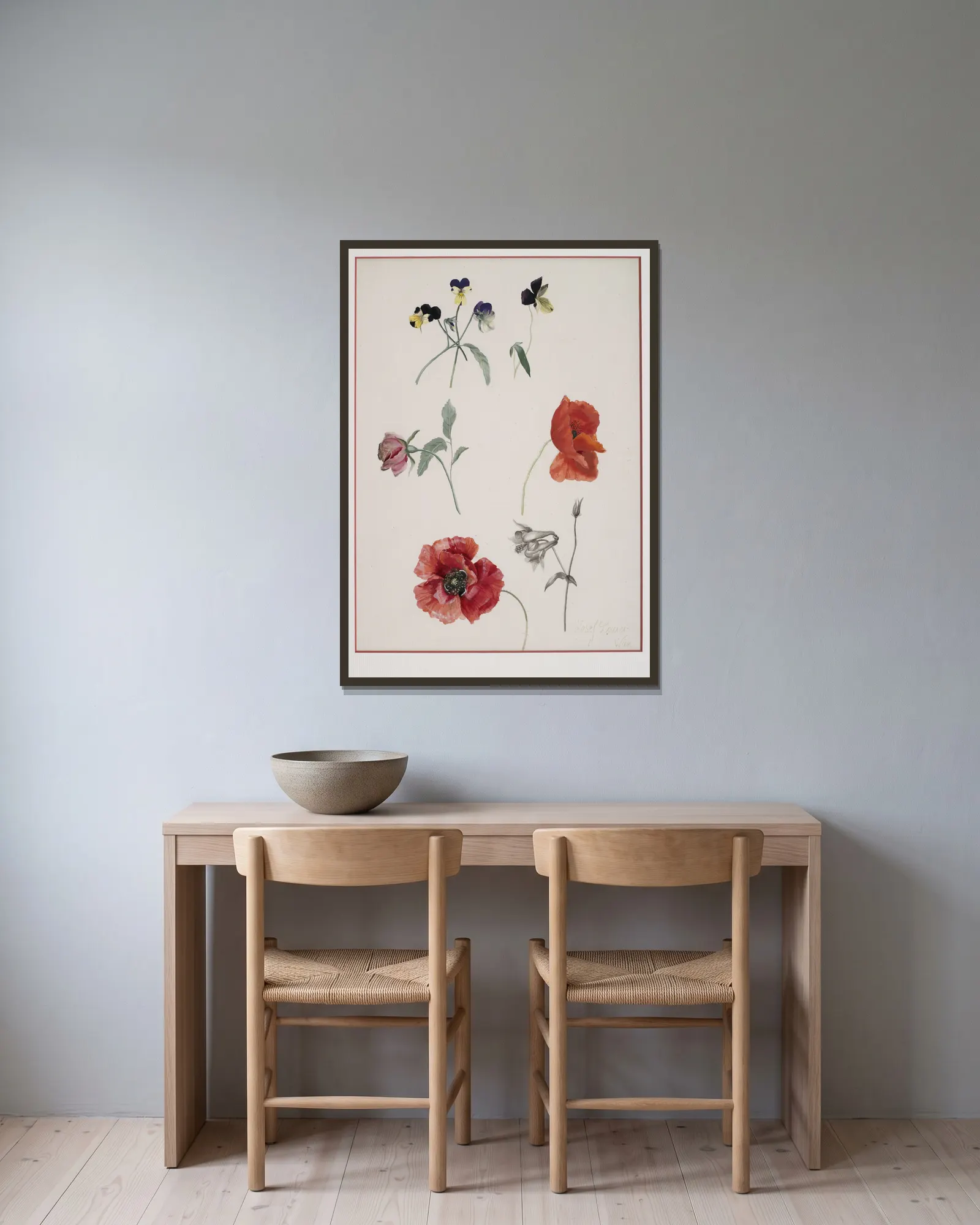 Blumen av Josef Lauer inramad på en vägg