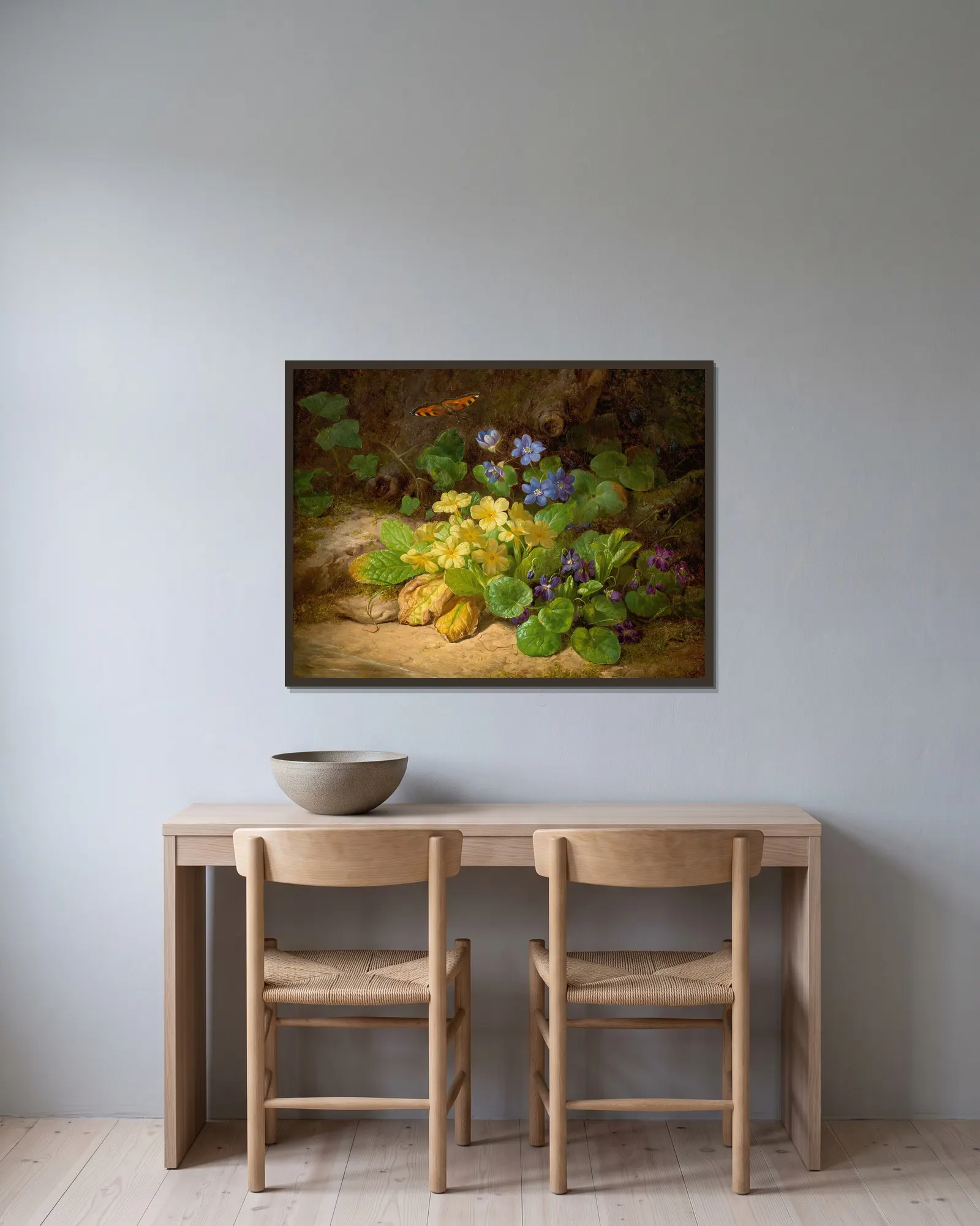 Kleines Blumenstück (Alpenblumen) av Josef Lauer inramad på en vägg