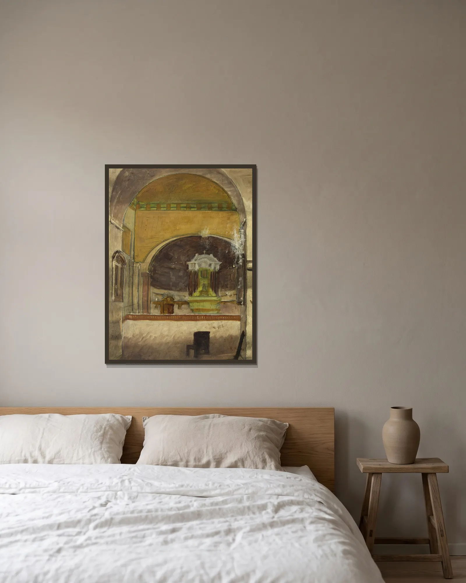 Intérieur d’église (Assise) av Arthur-Joseph Gueniot inramad på en vägg