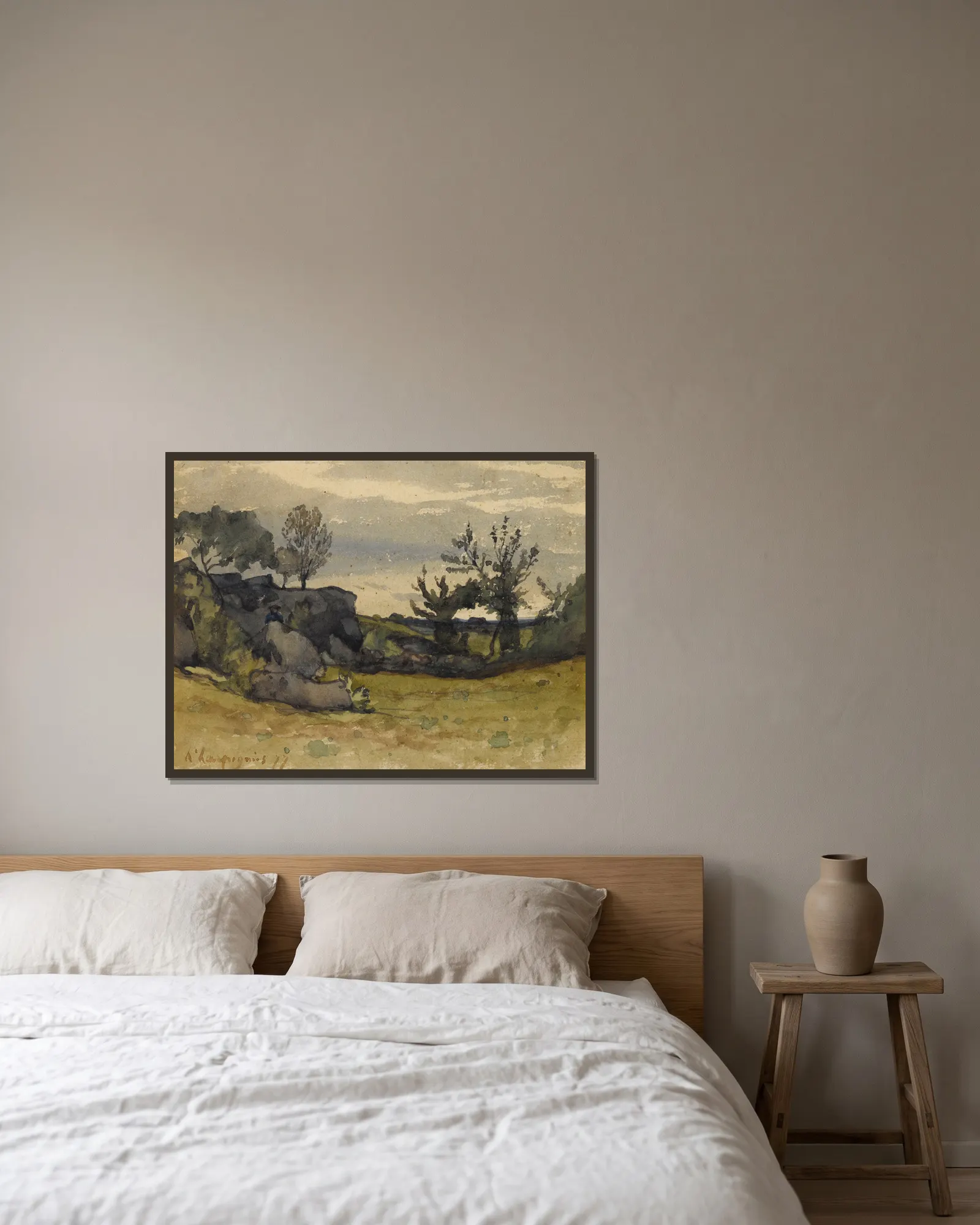 Le vallon av Henri-Joseph Harpignies inramad på en vägg