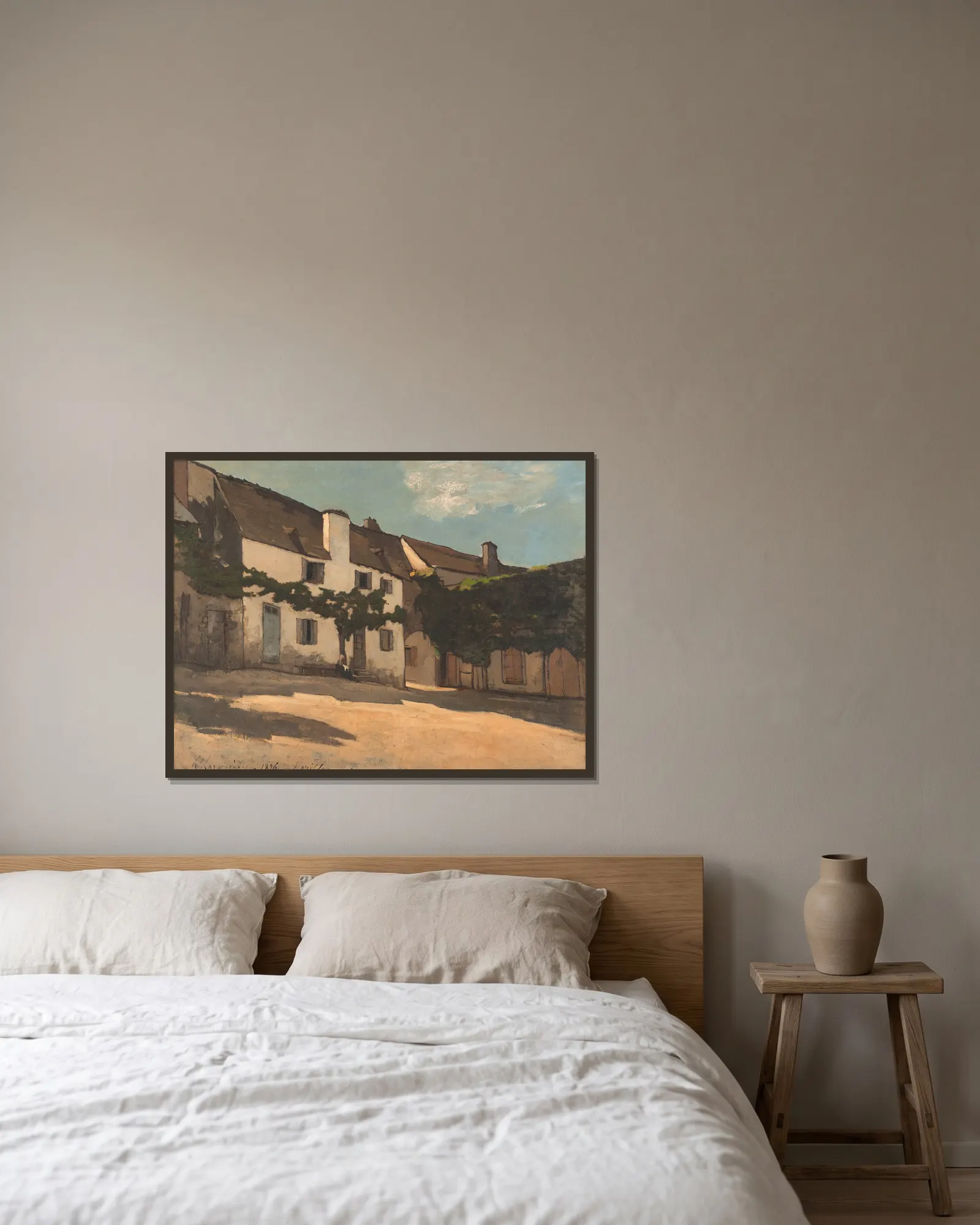 Maison à Hérisson av Henri-Joseph Harpignies inramad på en vägg