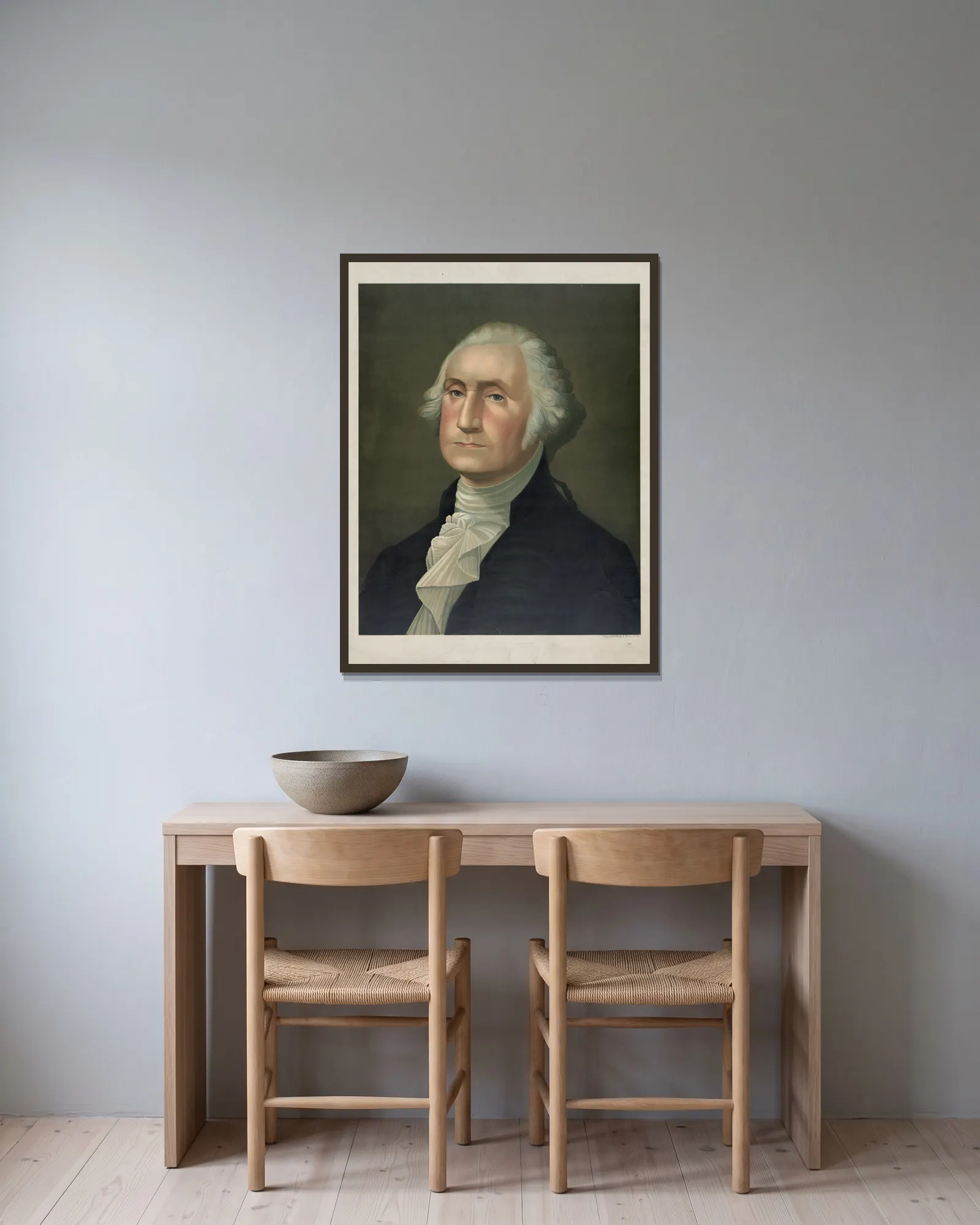 George Washington av Joseph Hoover inramad på en vägg