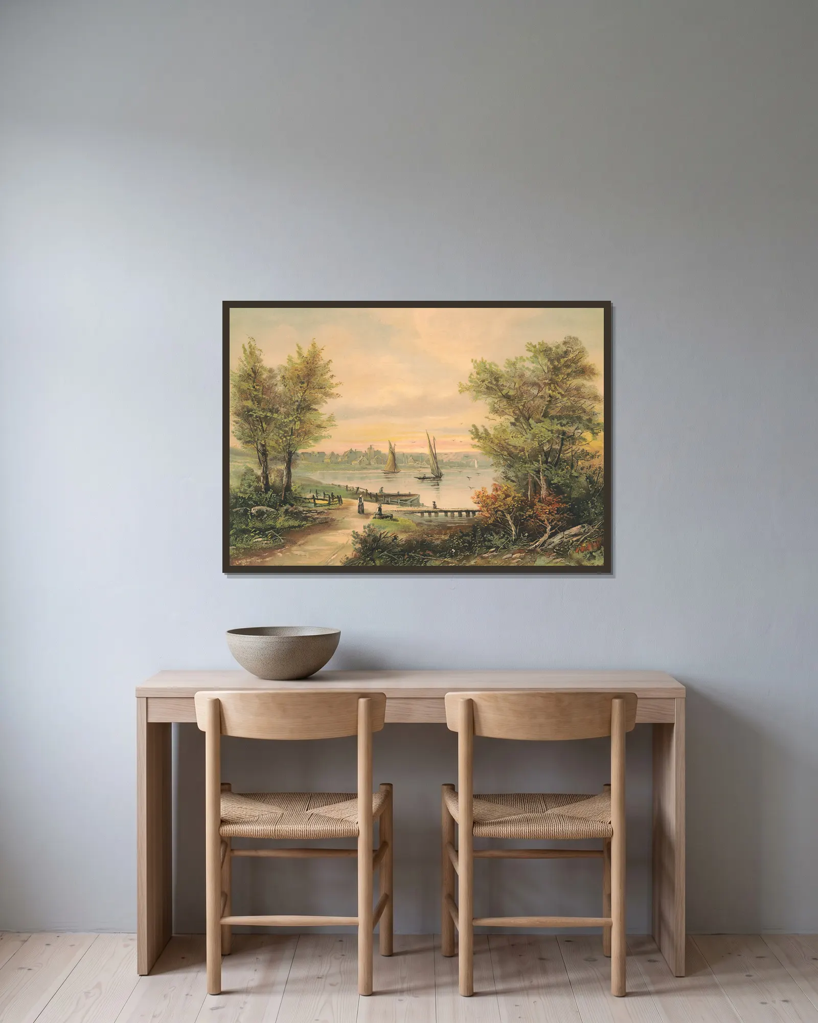 Lake Chapauqua av Joseph Hoover inramad på en vägg