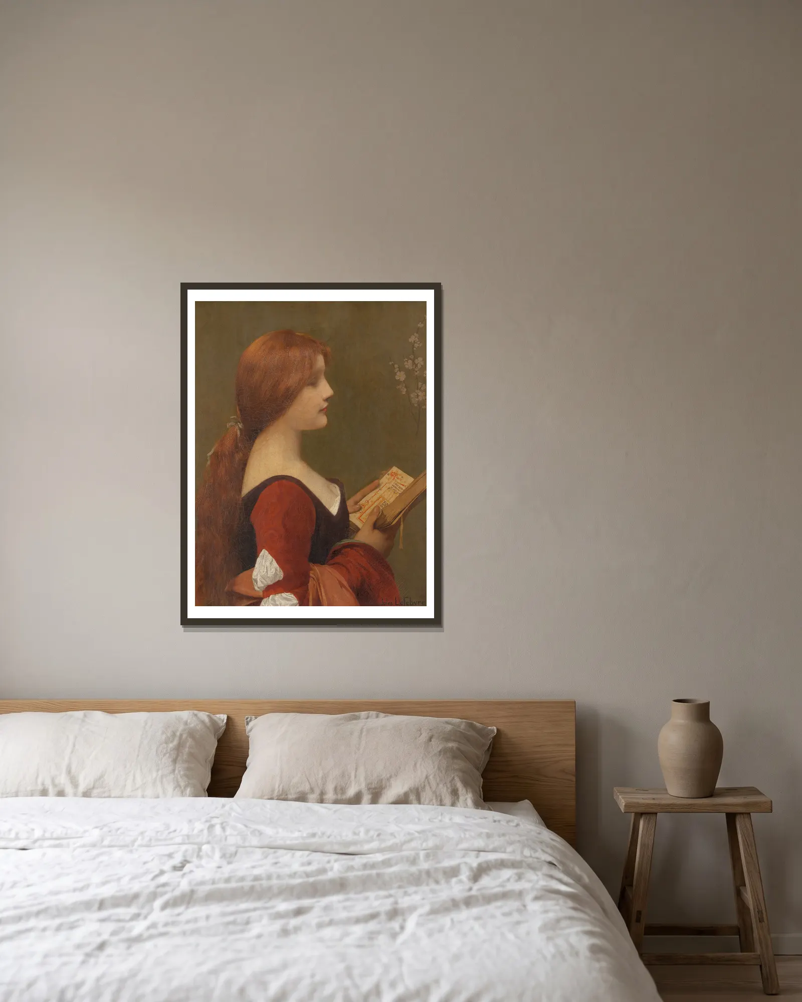 Jeanne la Rousse – nr 2 av Jules Joseph Lefebvre inramad på en vägg