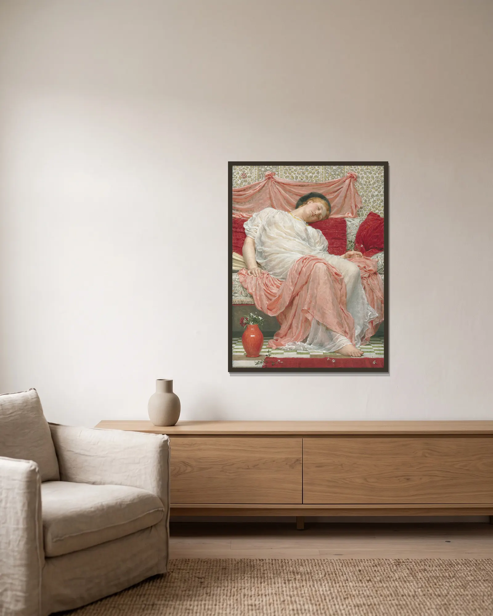 Jasmine av Albert Joseph Moore inramad på en vägg