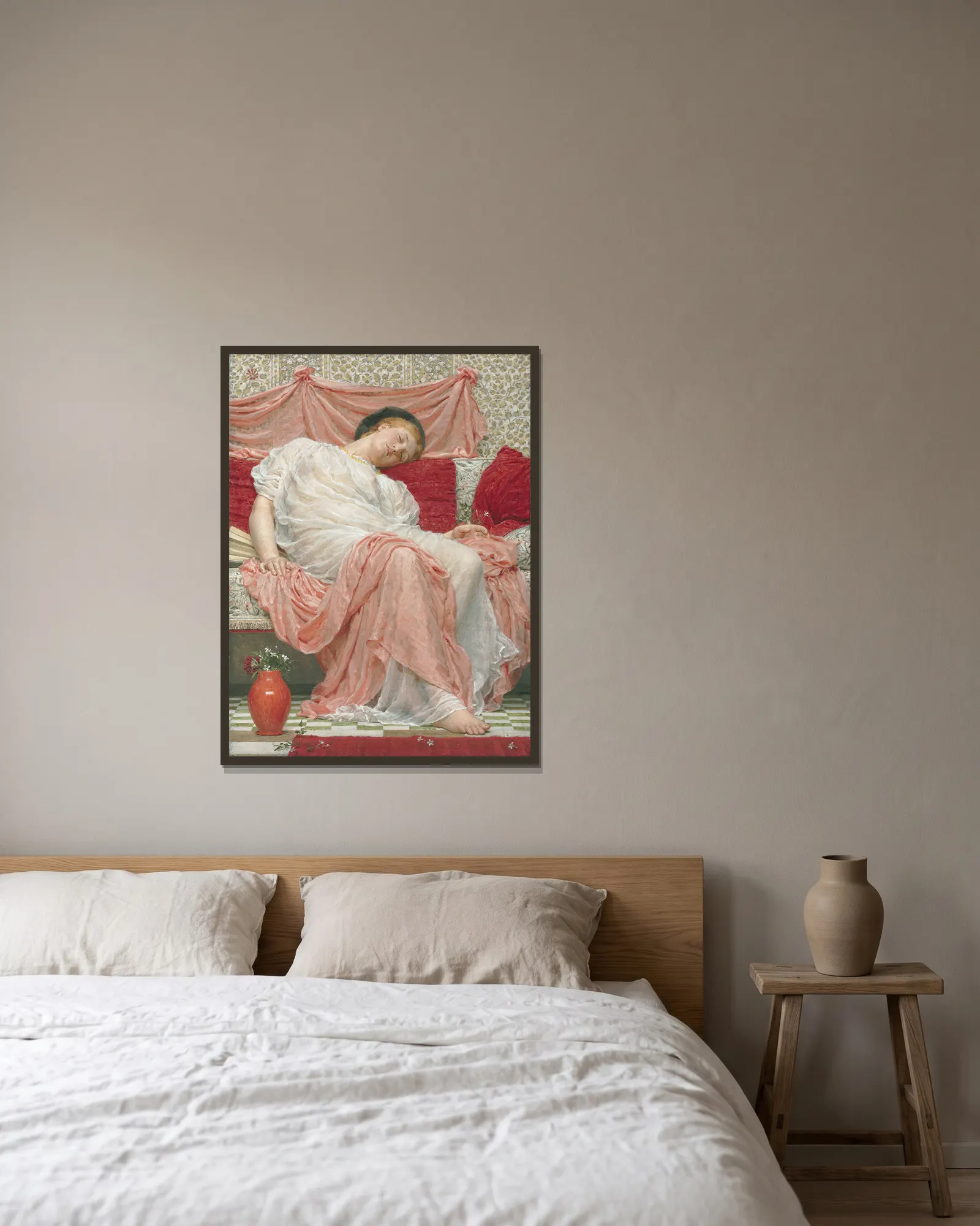 Jasmine av Albert Joseph Moore inramad på en vägg