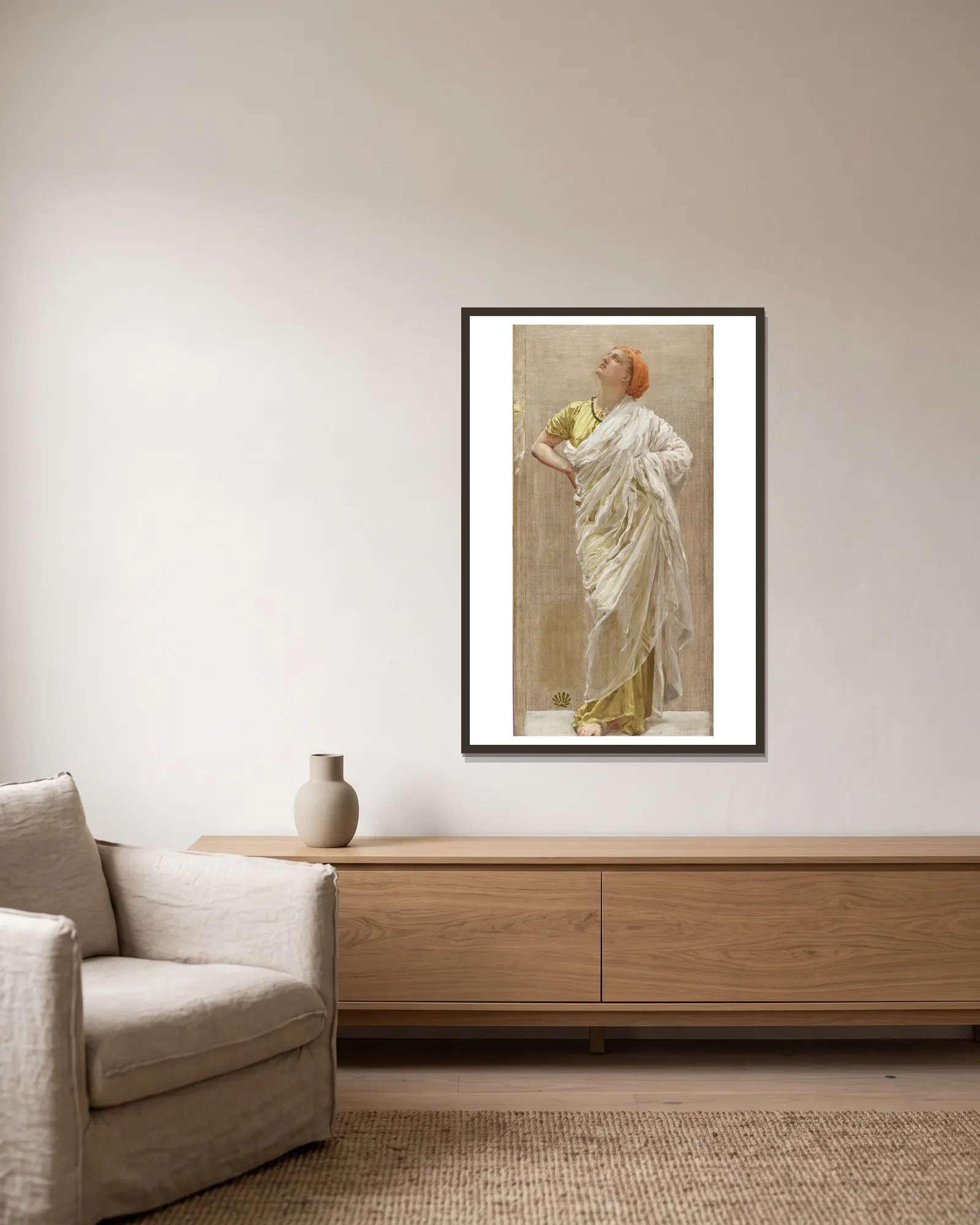 Study for Birds av Albert Joseph Moore inramad på en vägg
