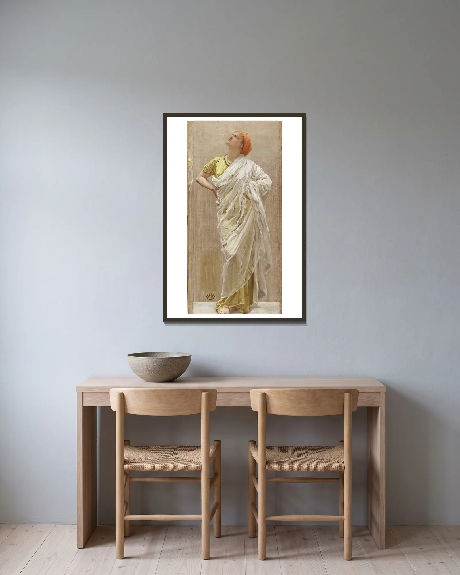 Study for Birds av Albert Joseph Moore inramad på en vägg