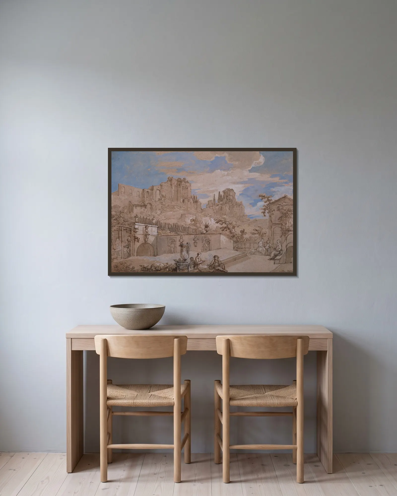 Villa Natoire av Charles-Joseph Natoire inramad på en vägg