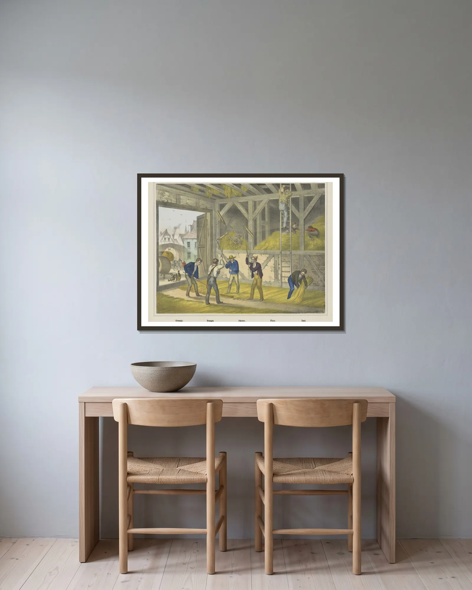 Floor av Joseph Scholz inramad på en vägg