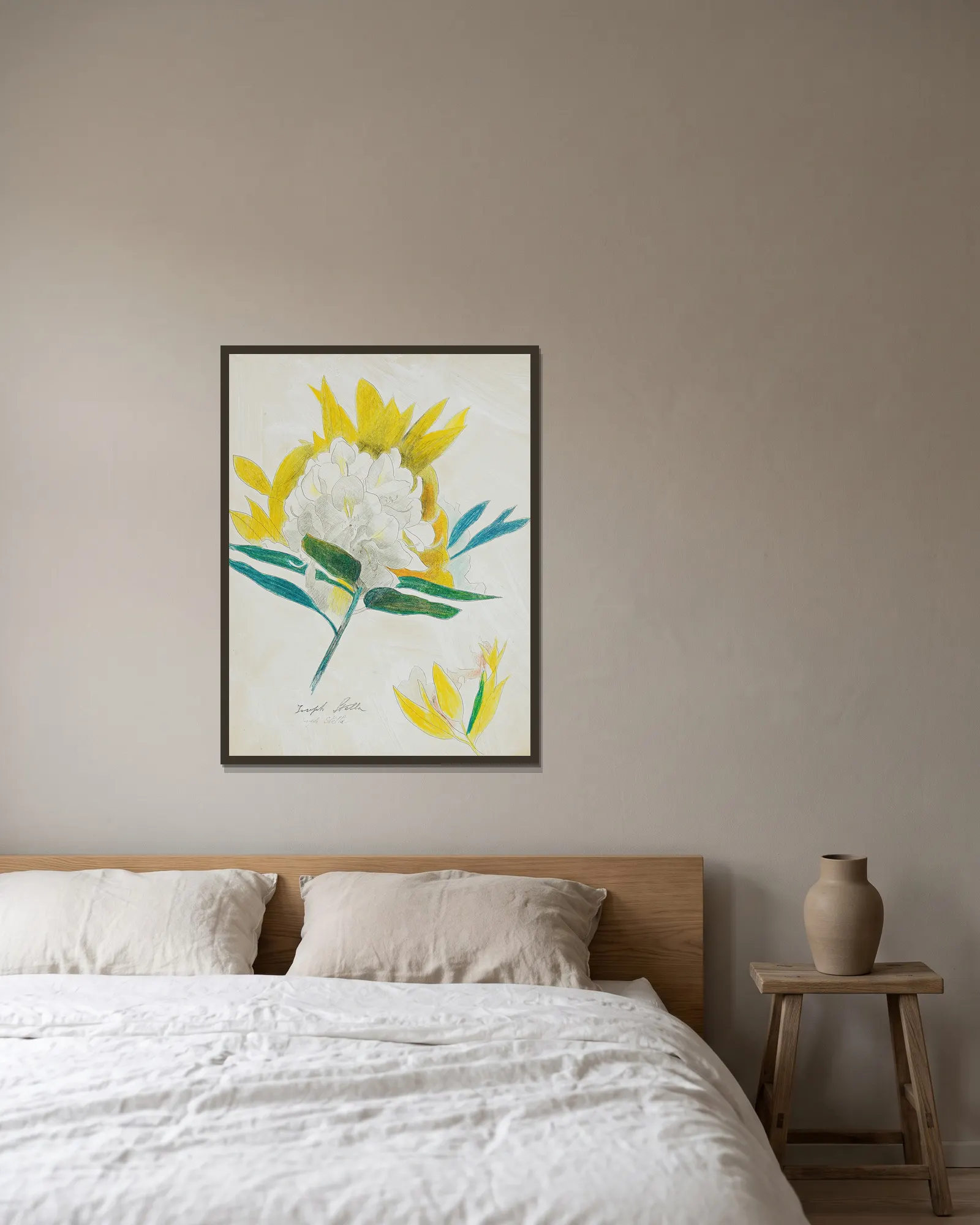 Cactus Flower av Joseph Stella inramad på en vägg