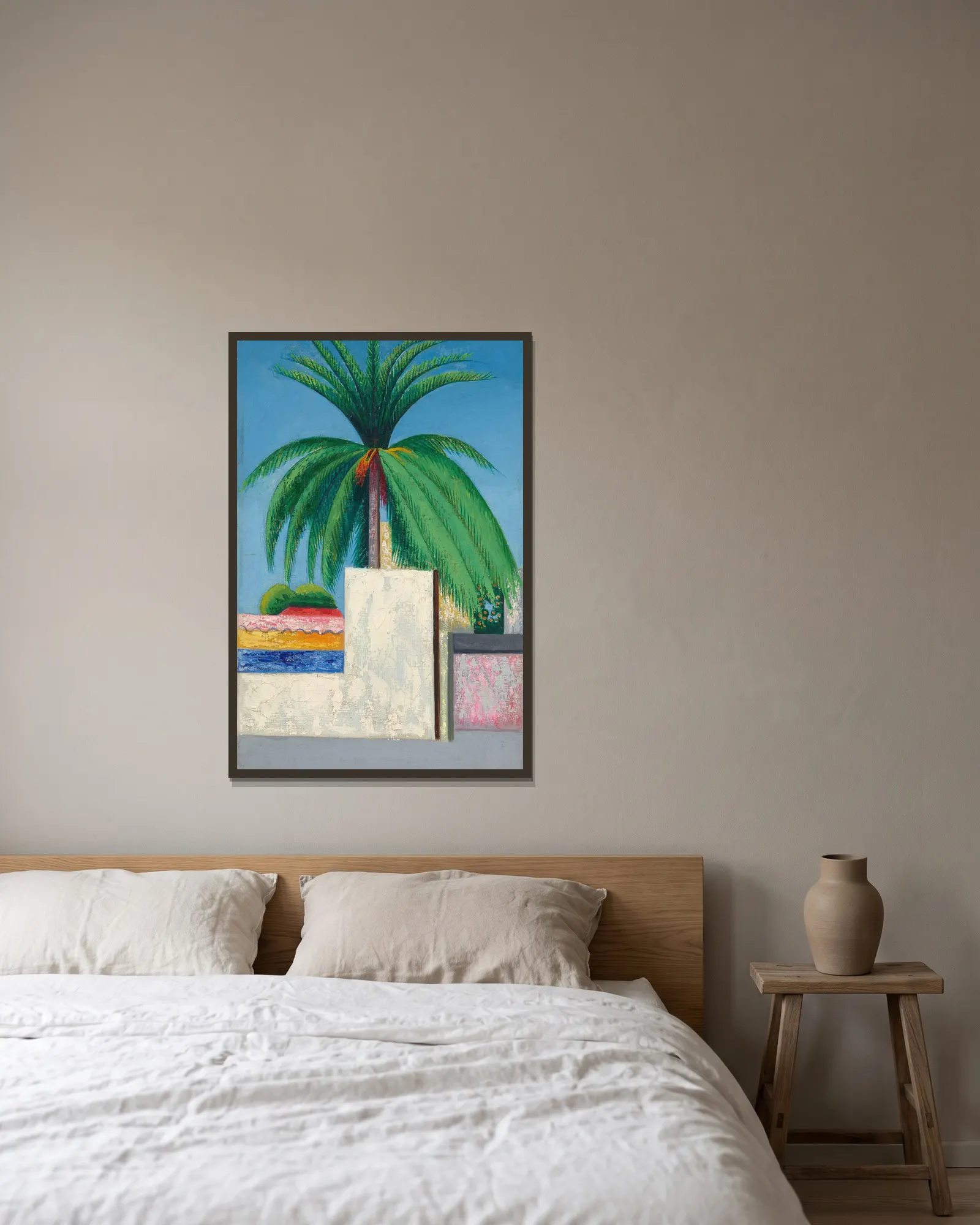 Palm Tree av Joseph Stella inramad på en vägg