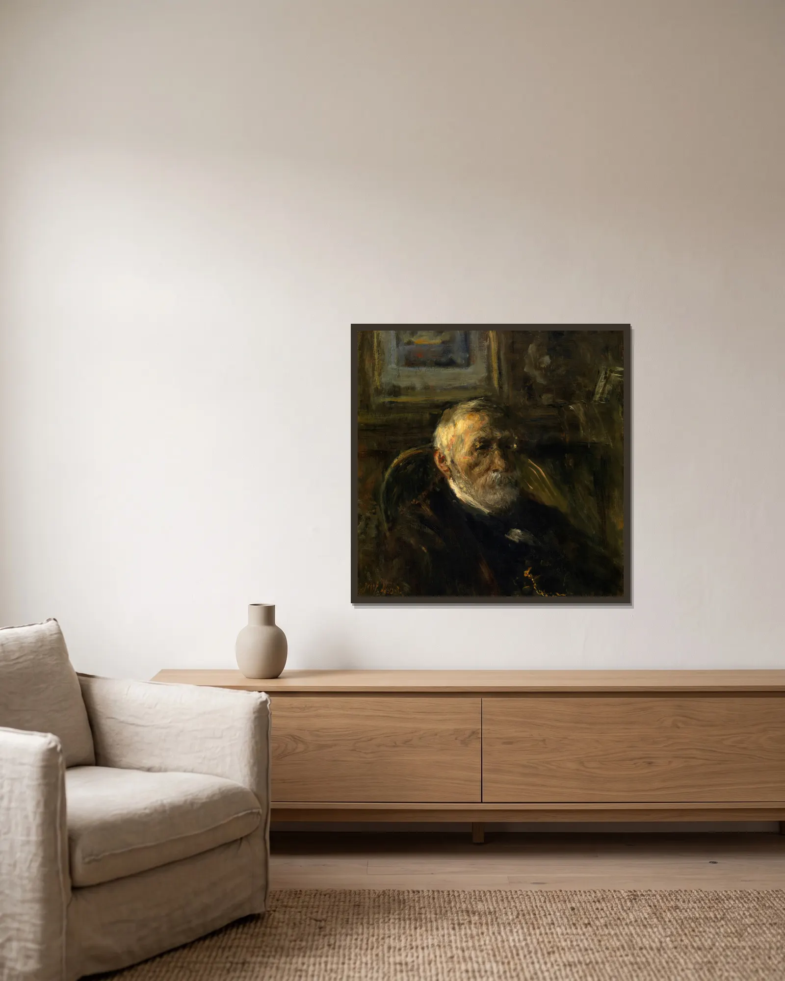 Self Portrait av Jozef Israëls inramad på en vägg