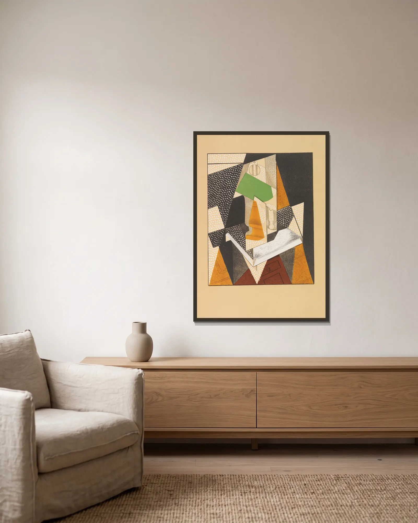 Au soleil du plafond av Juan Gris inramad på en vägg