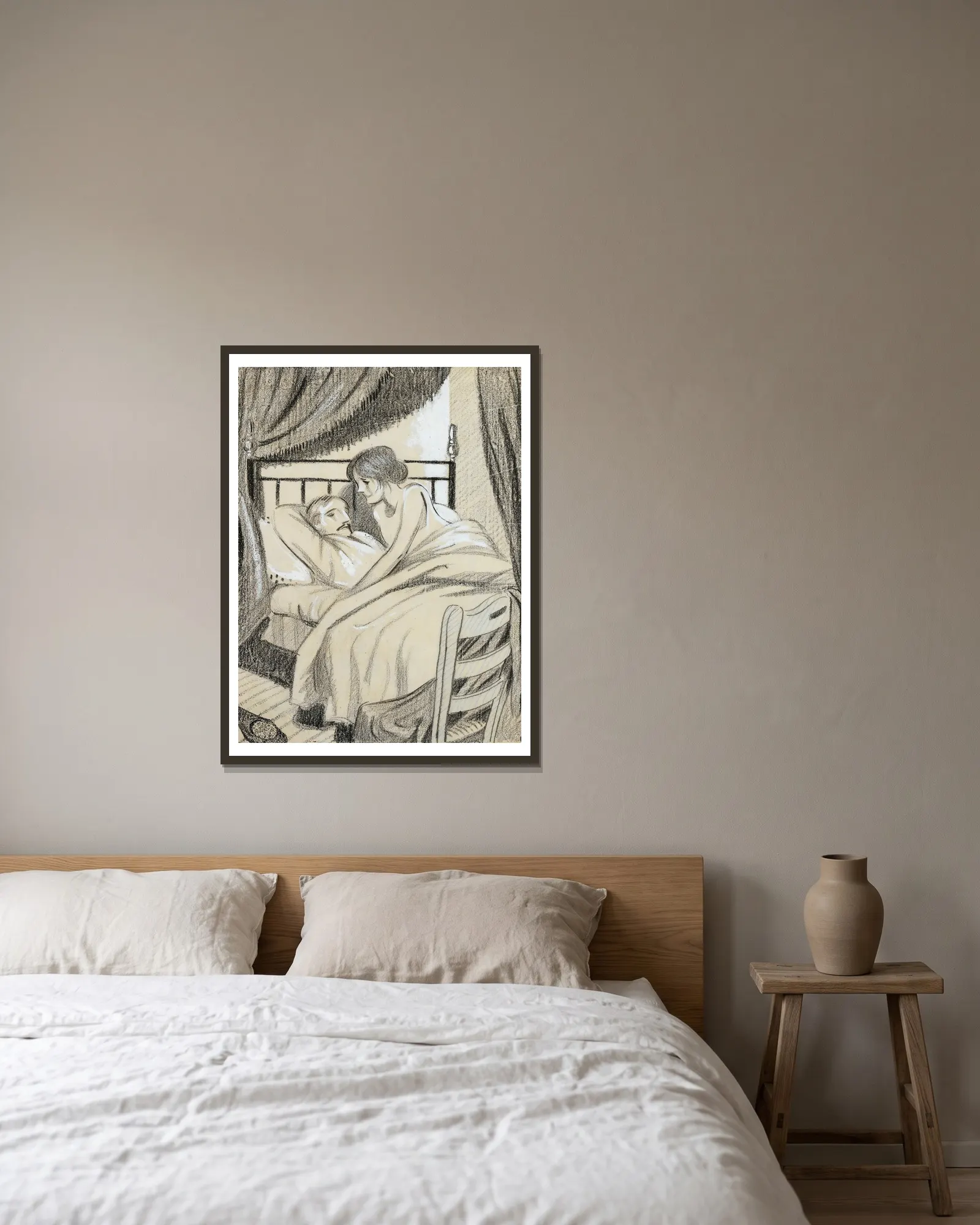 La Dernière Nuit av Juan Gris inramad på en vägg