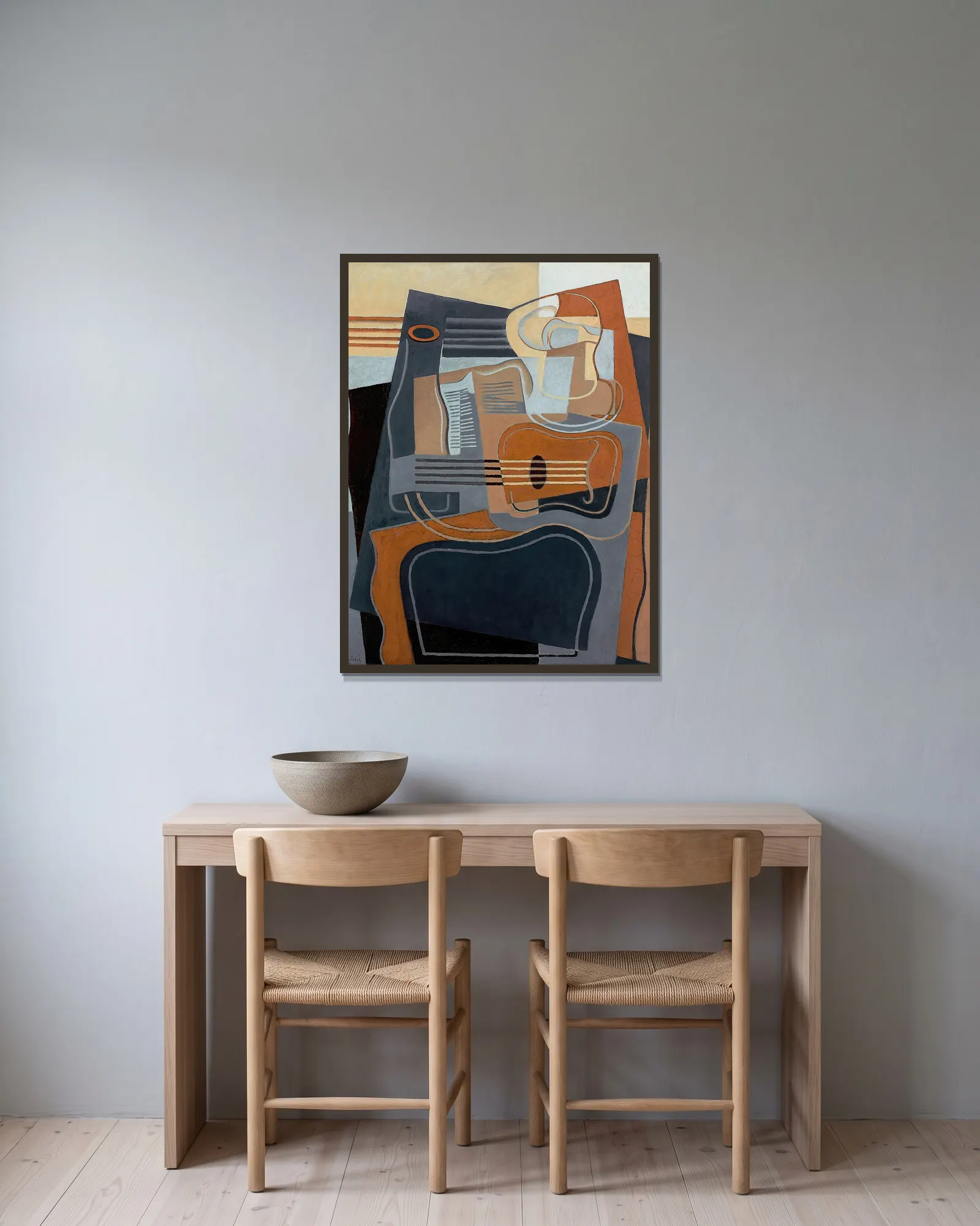 Le guéridon av Juan Gris inramad på en vägg