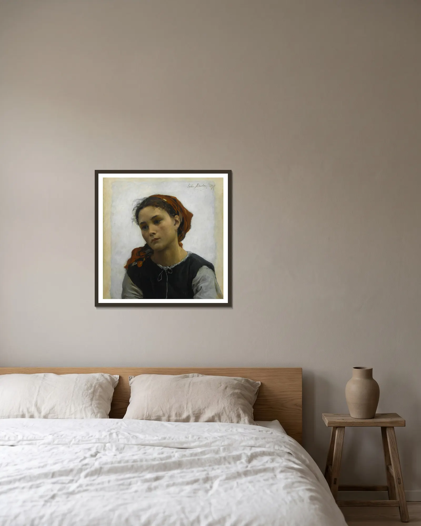 Innocente av Jules Breton inramad på en vägg
