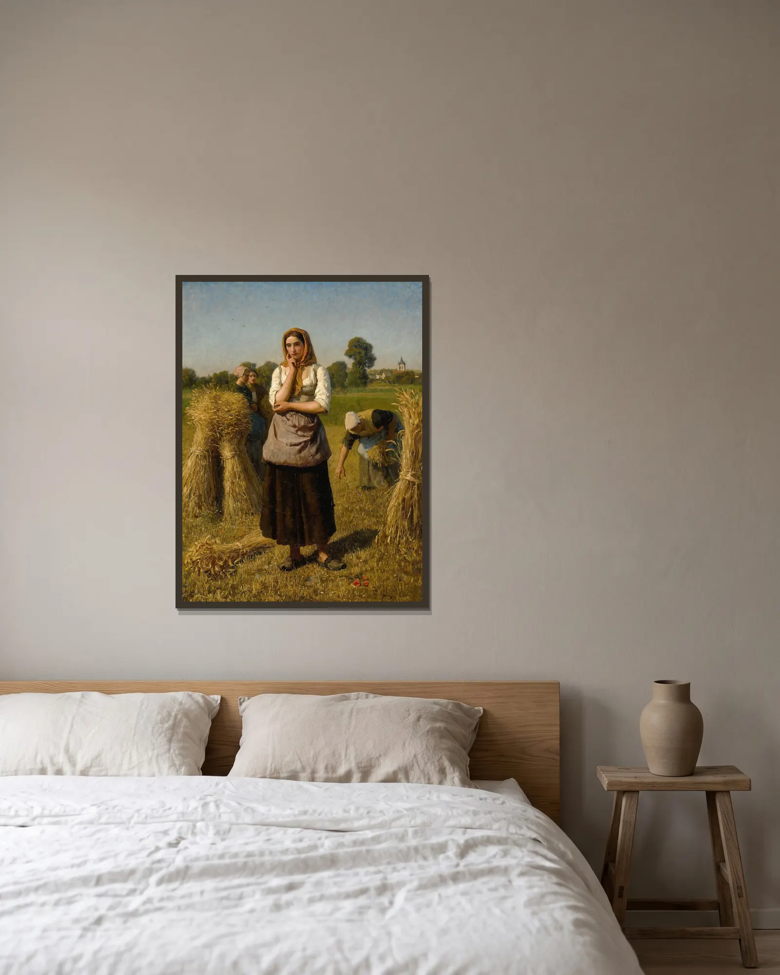 La Glaneuse av Jules Breton inramad på en vägg
