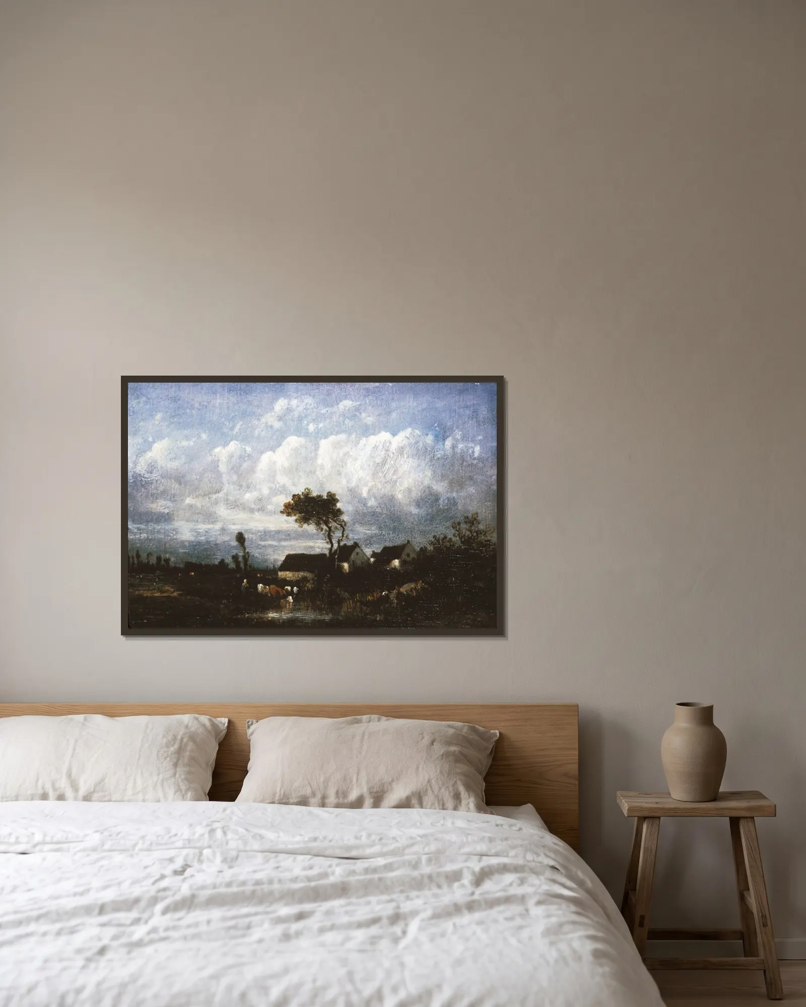 Landscape (19th century) av Jules Dupré inramad på en vägg