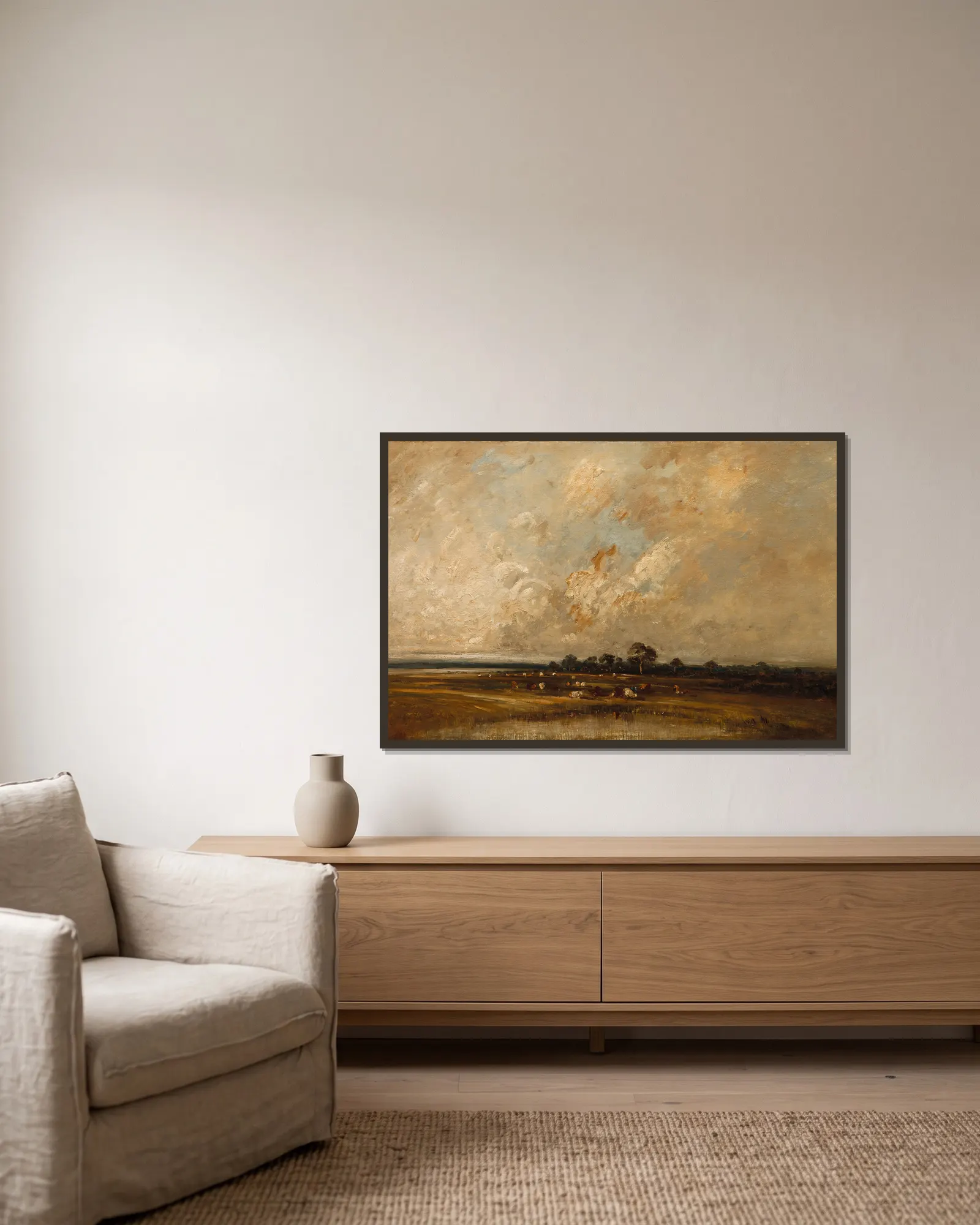 Marshland av Jules Dupré inramad på en vägg