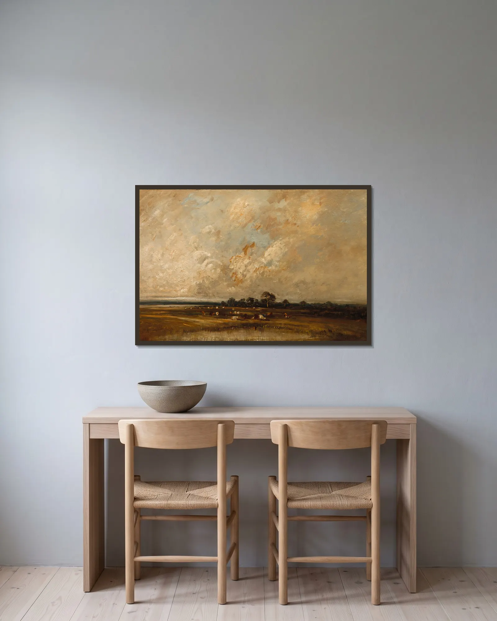 Marshland av Jules Dupré inramad på en vägg