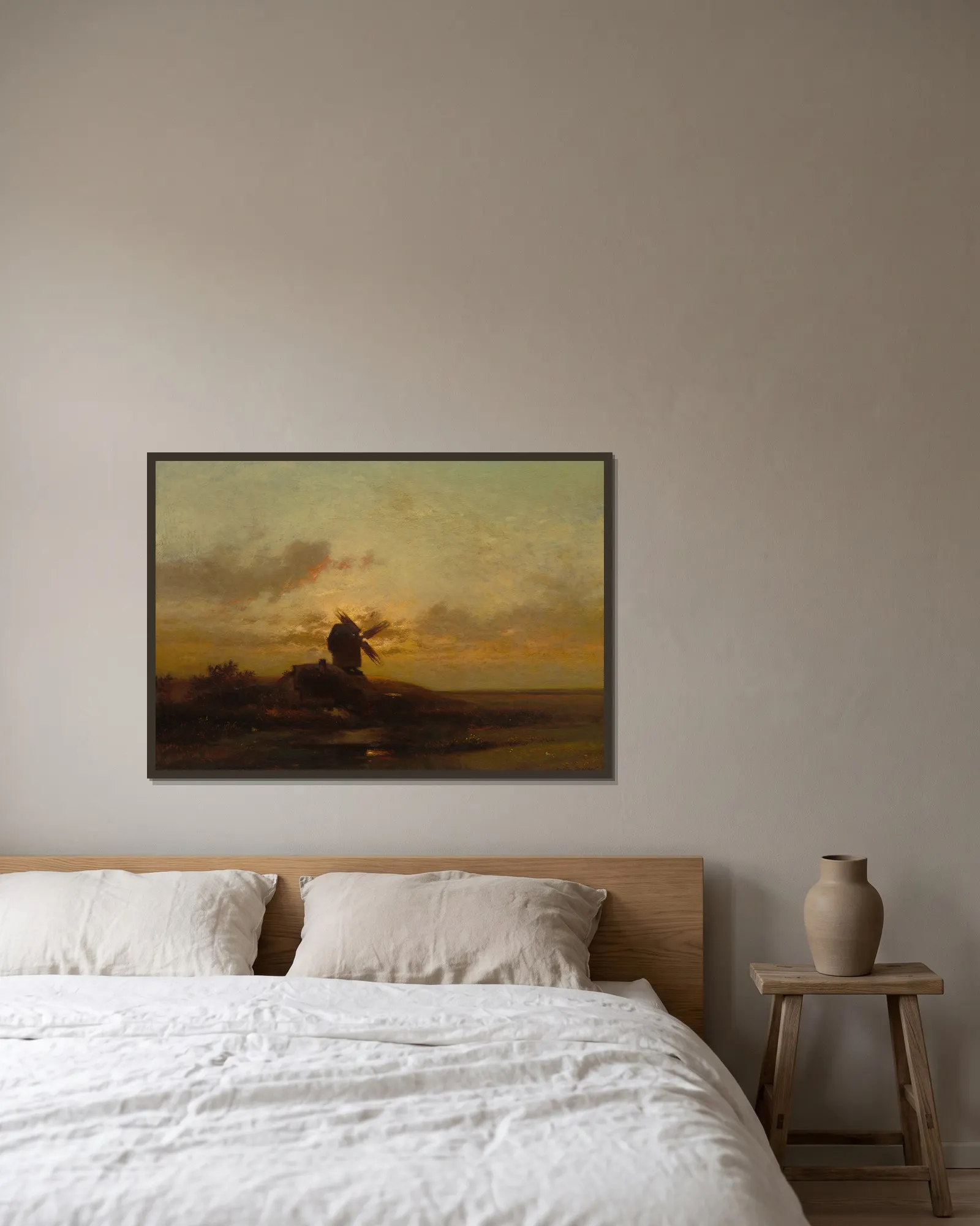 The Windmill av Jules Dupré inramad på en vägg