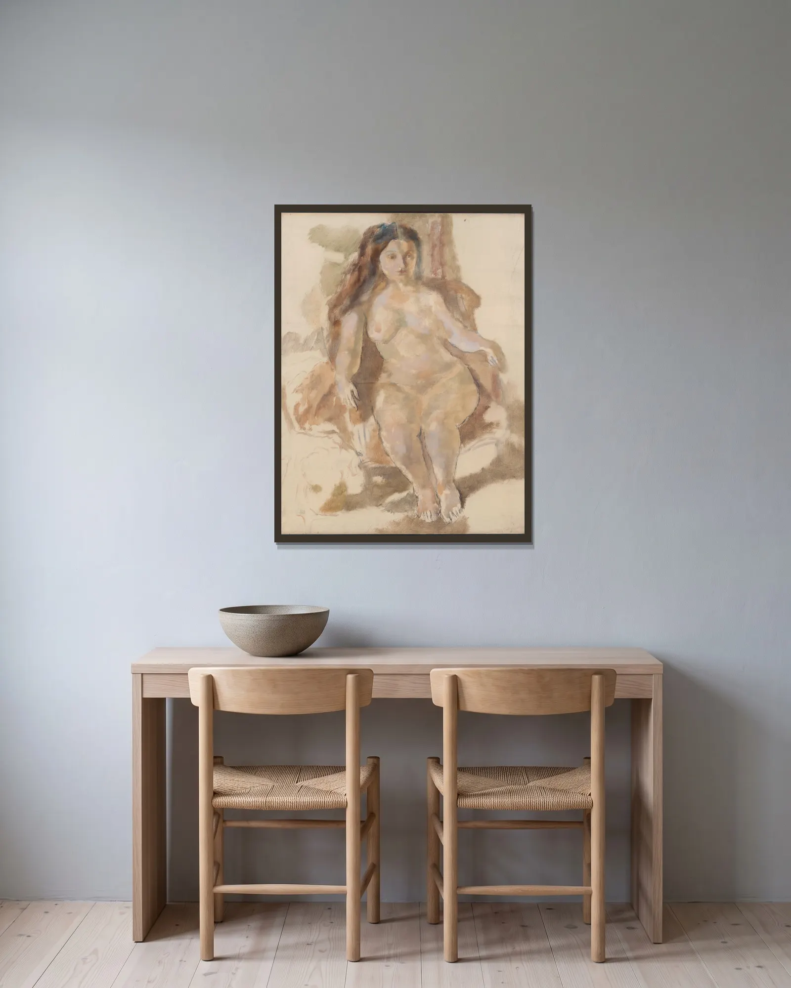 Eliane av Jules Pascin inramad på en vägg