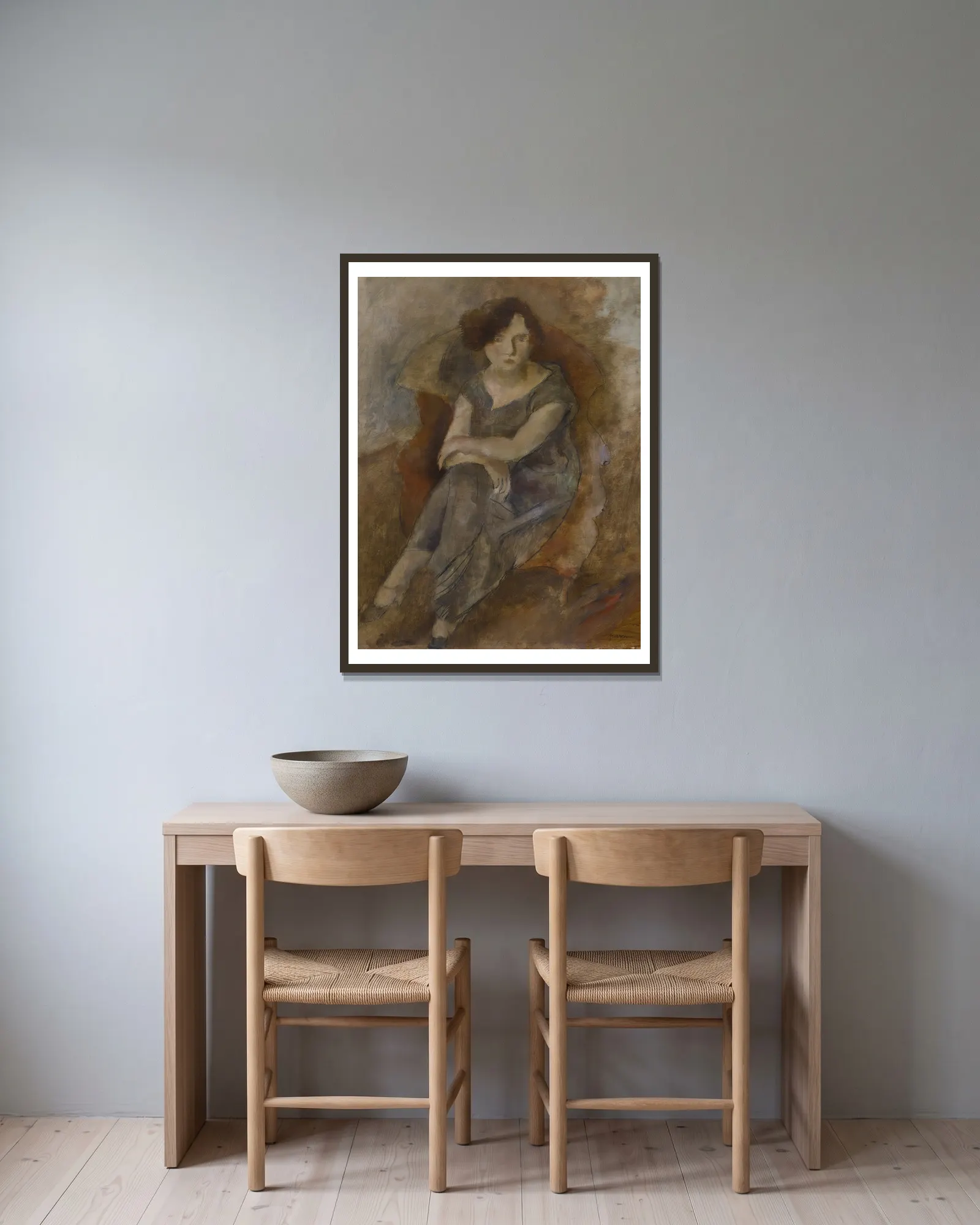 Gaby av Jules Pascin inramad på en vägg