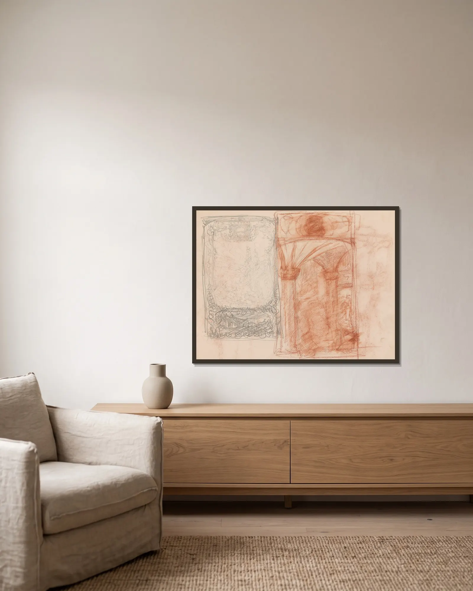 Two Designs av Jules Schmalzigaug inramad på en vägg