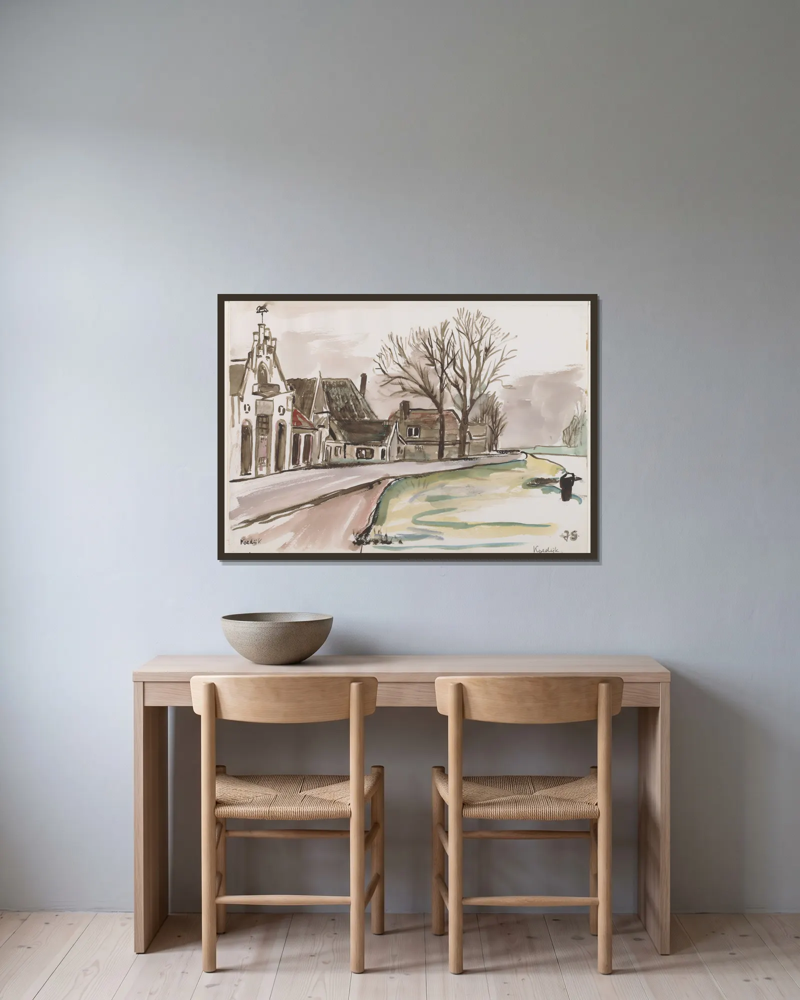 Landscape (20th century) av Julia Giesberts inramad på en vägg