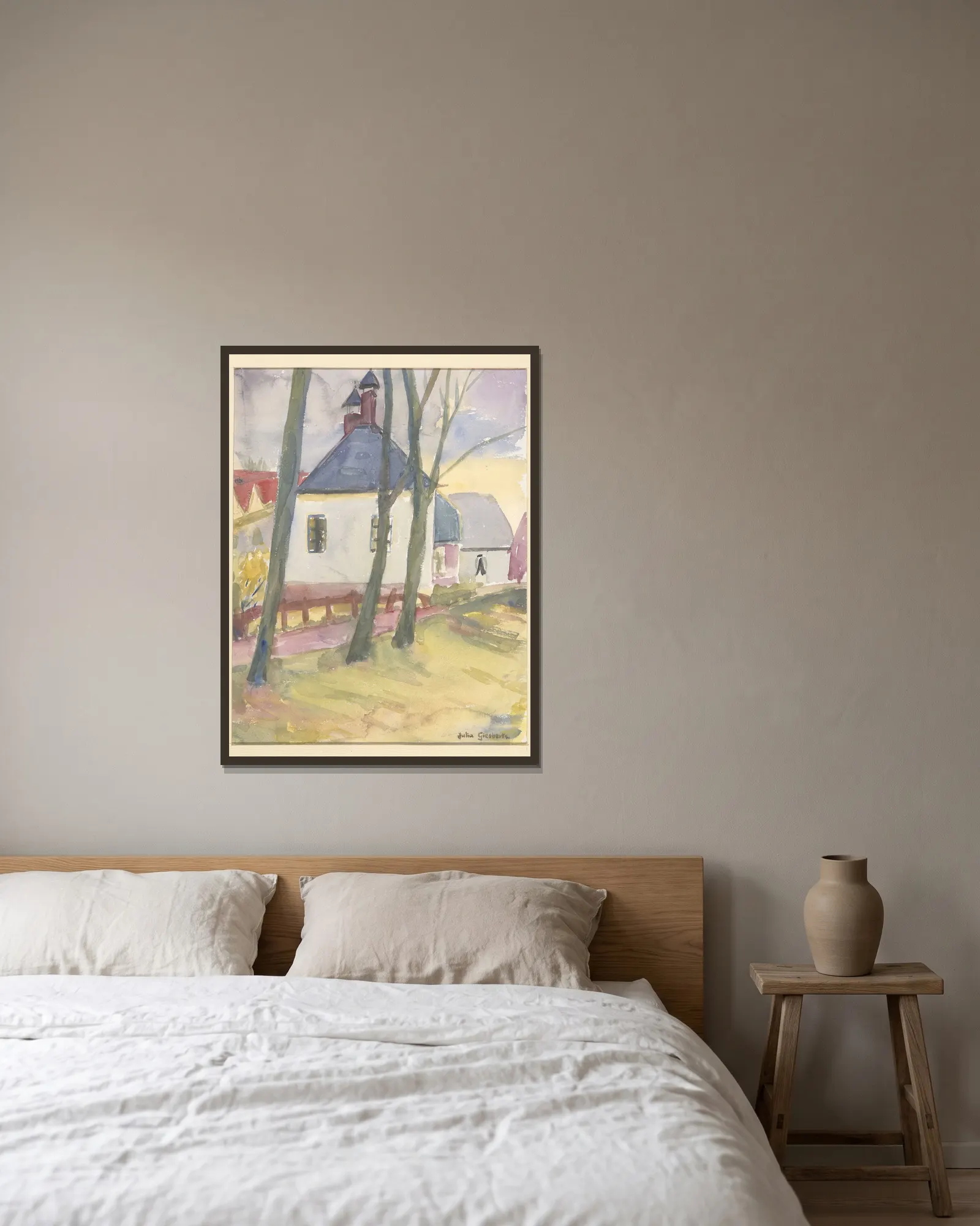 Landscape (20th century) av Julia Giesberts inramad på en vägg