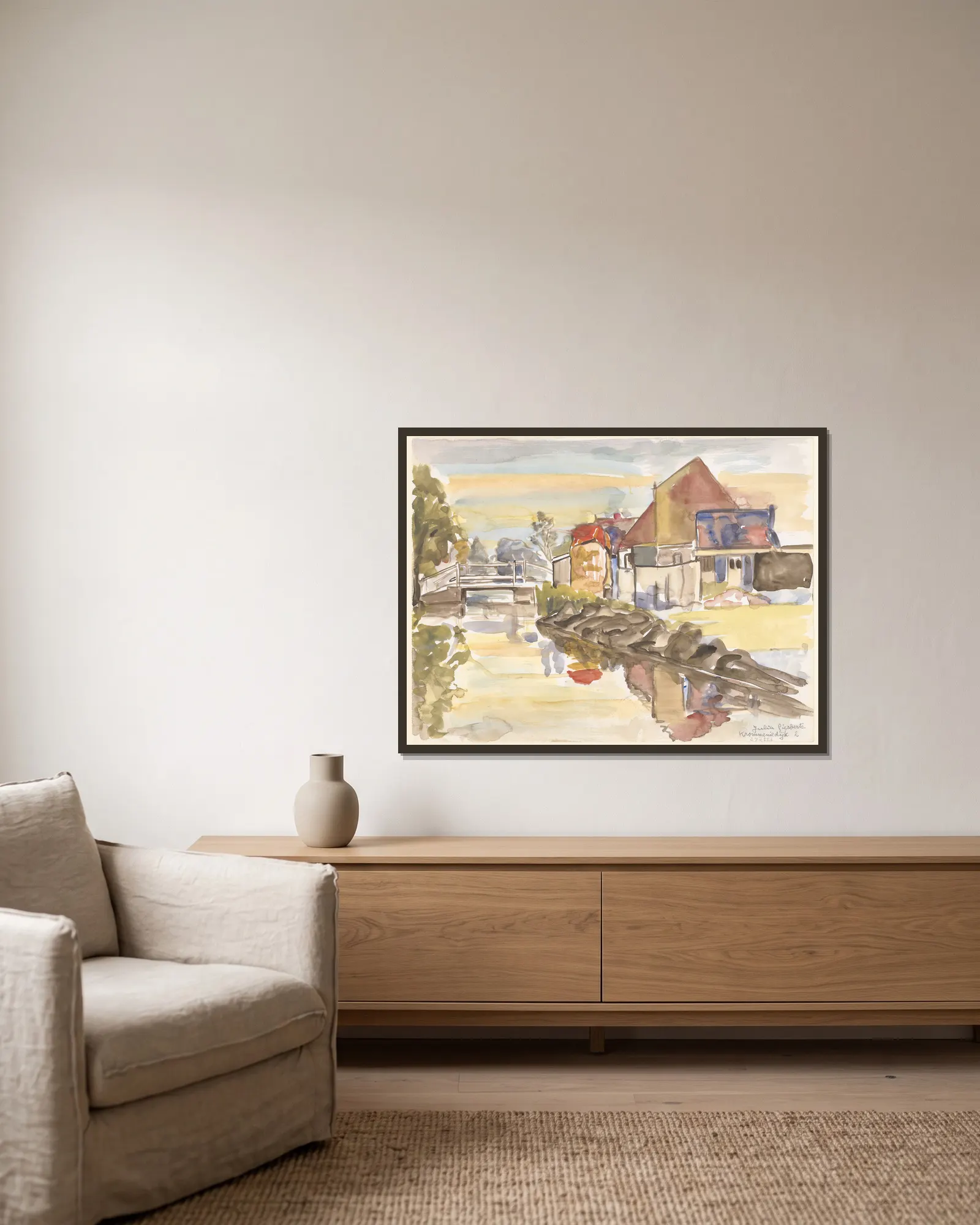 Landscape (20th century) av Julia Giesberts inramad på en vägg