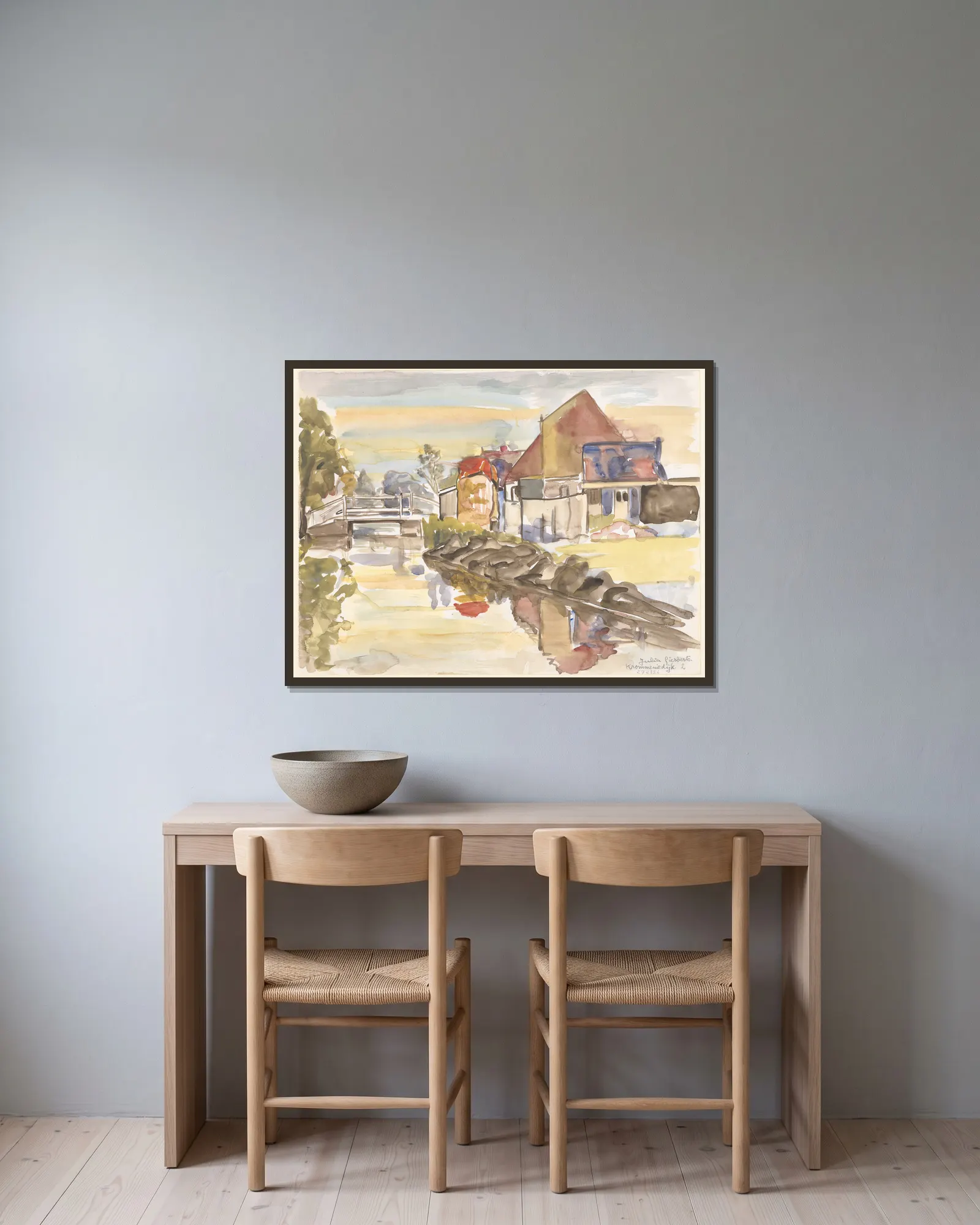 Landscape (20th century) av Julia Giesberts inramad på en vägg